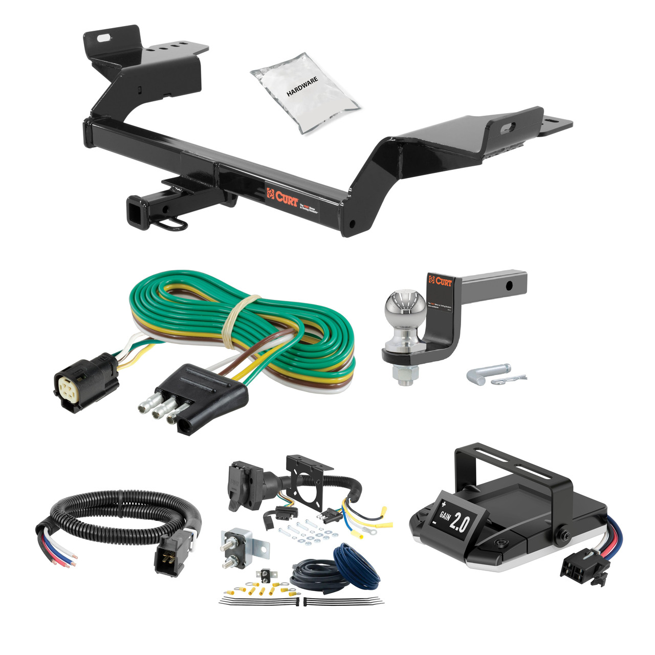 20-24 Ford Escape Excluding PHEV 2 CURT Trailer Hitch + Assure Proportional Brake Controller Kit HBCW813 thumbnail 0