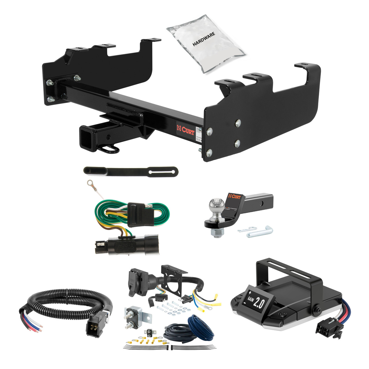 73-97 Ford   Old body, excluding with 10" drop bumper 2 CURT Trailer Hitch + Assure Proportional Brake Controller Kit HBCW894 thumbnail 0