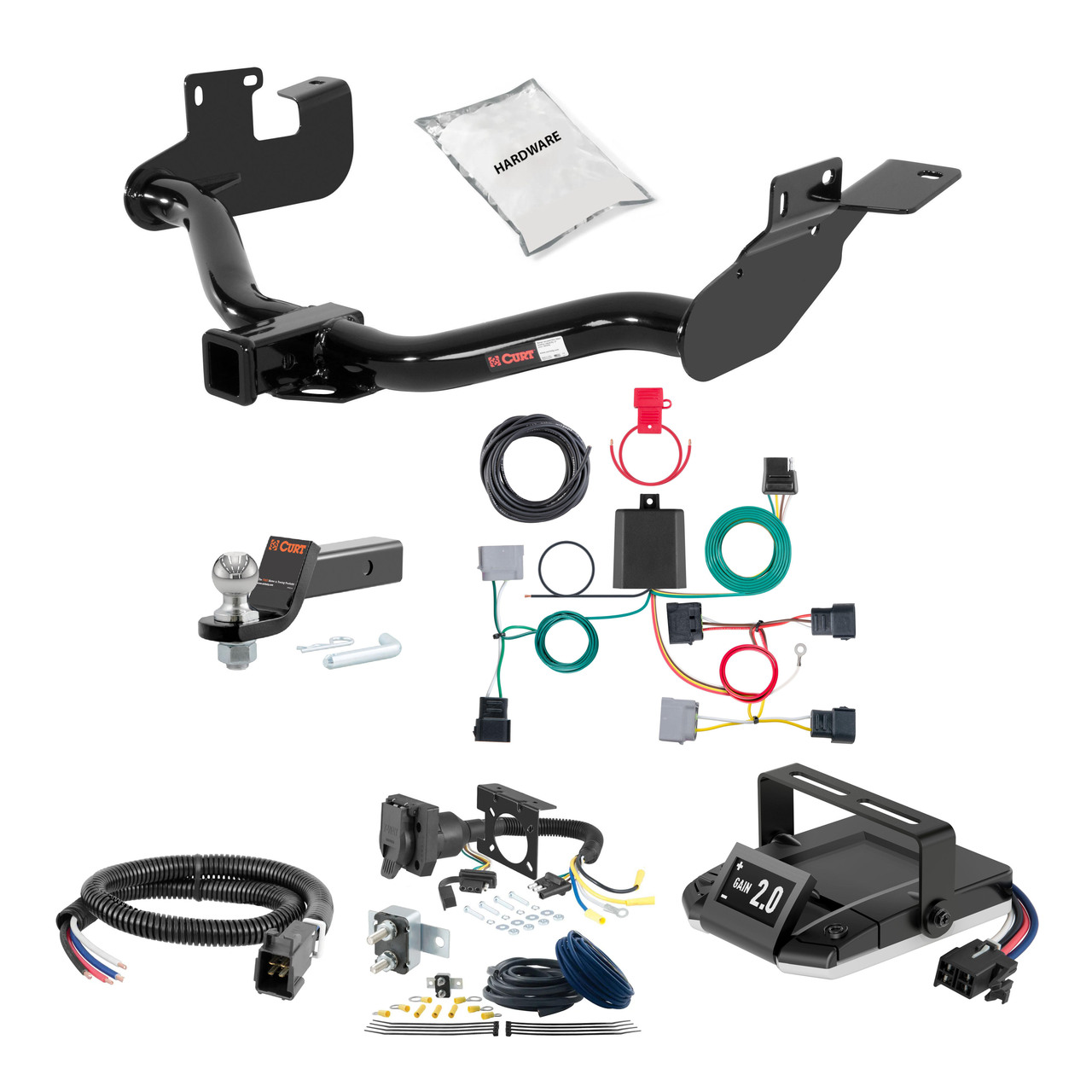 08-11 Mazda Tribute With factory 1-1/4" receiver hitch 2 CURT Trailer Hitch + Assure Proportional Brake Controller Kit HBCW1820 thumbnail 0