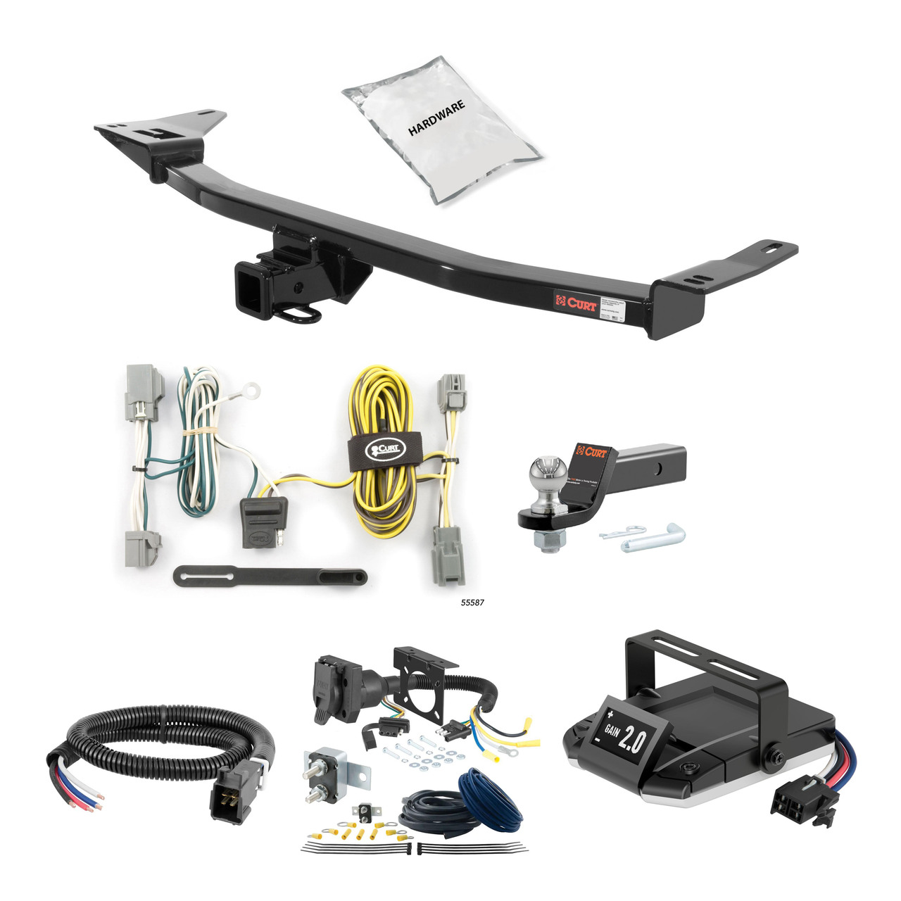 05-07 Ford Five Hundred 1.25 CURT Trailer Hitch + Assure Proportional Brake Controller Kit HBCW931 thumbnail 0