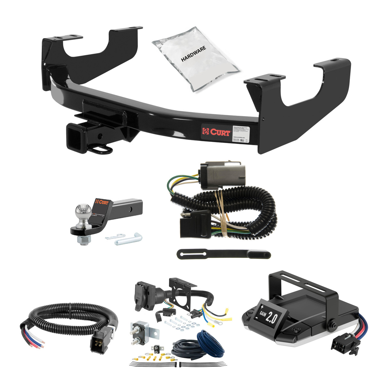 99-16 Ford F-250 Super Duty Excluding 20" spare tire 2 CURT Trailer Hitch + Assure Proportional Brake Controller Kit HBCW885 thumbnail 0