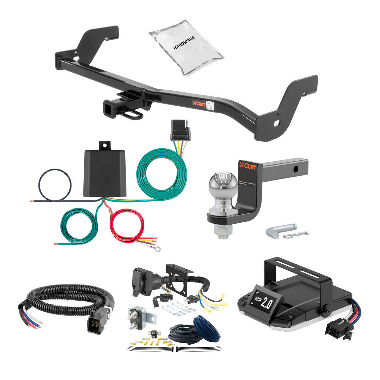 91-01 Ford Escort Sedan 1.25 CURT Trailer Hitch + Assure Proportional Brake Controller Kit HBCW823 thumbnail 0