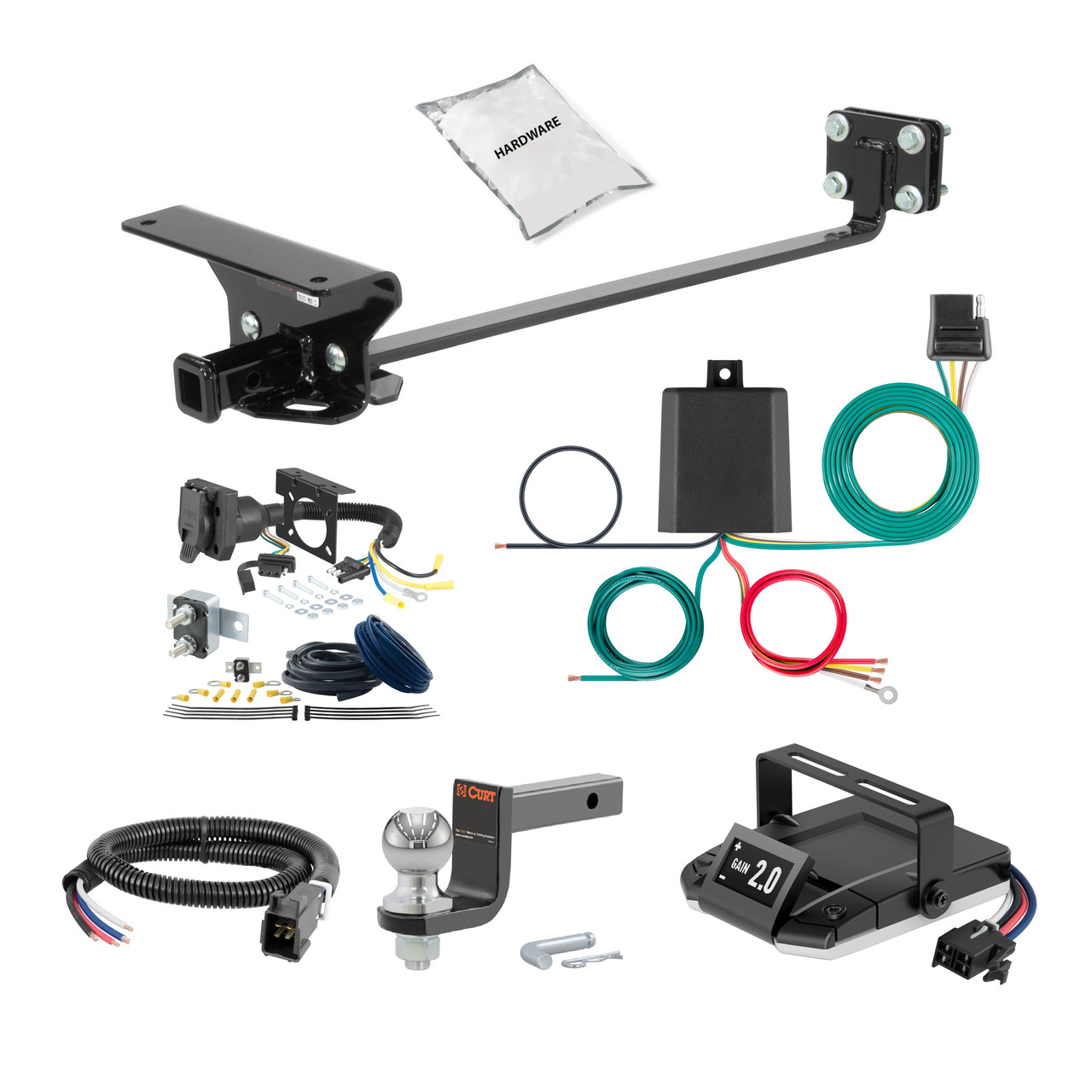 15-20 Mercedes-Benz C300 Sedan 1.25 CURT Trailer Hitch + Assure Proportional Brake Controller Kit HBCW1843 thumbnail 0