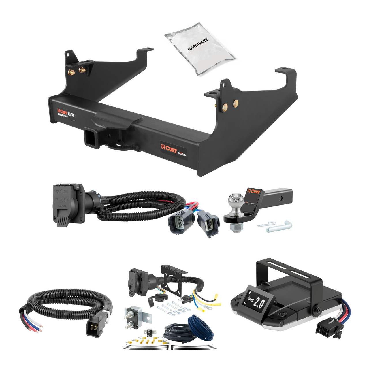 99-24 Ford F-450 Super Duty Cab & chassis with 34" frame width (O.D.) 2 CURT Trailer Hitch + Assure Proportional Brake Controller Kit HBCW918 thumbnail 0