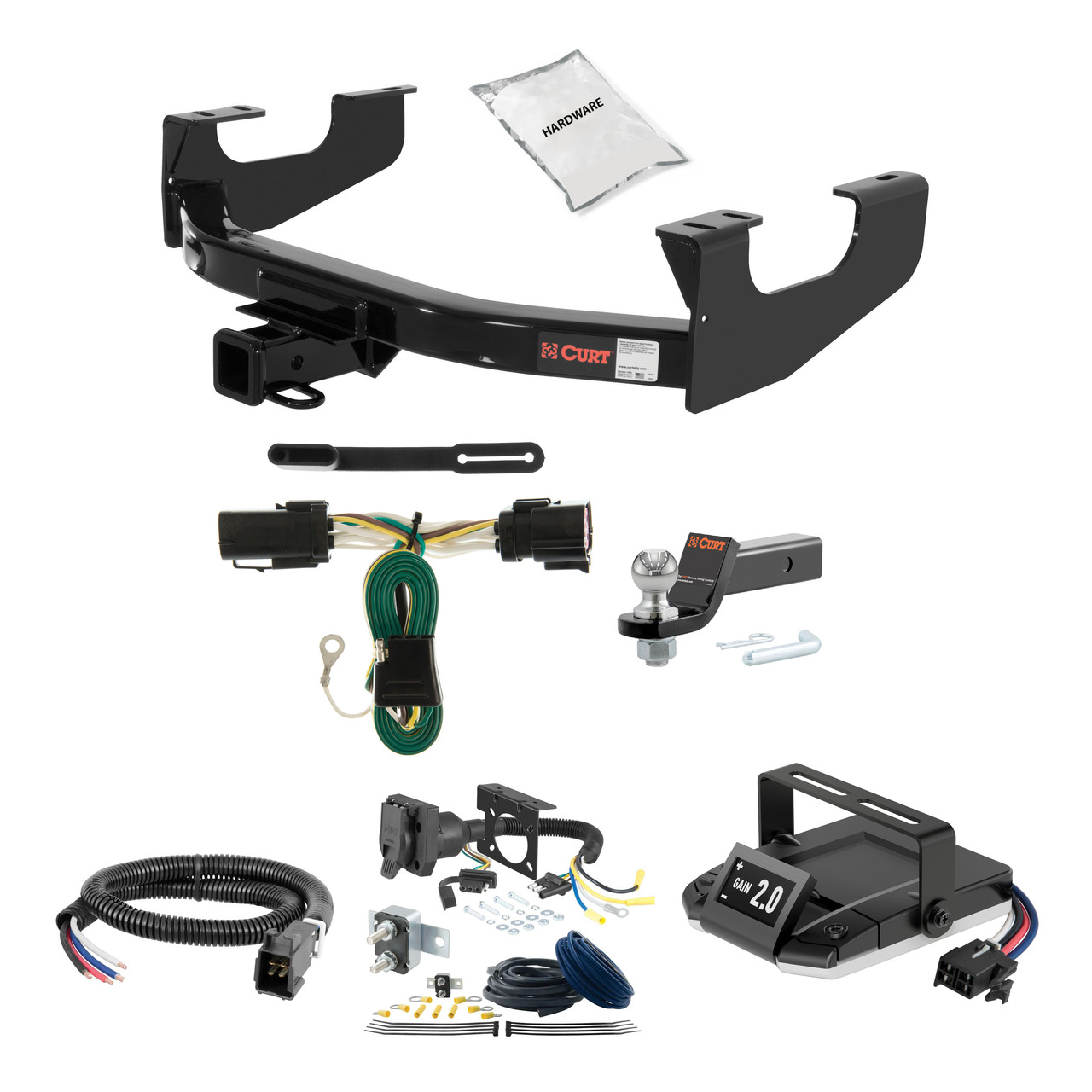 97-99 Ford F-250LD  New body 2 CURT Trailer Hitch + Assure Proportional Brake Controller Kit HBCW882 thumbnail 0