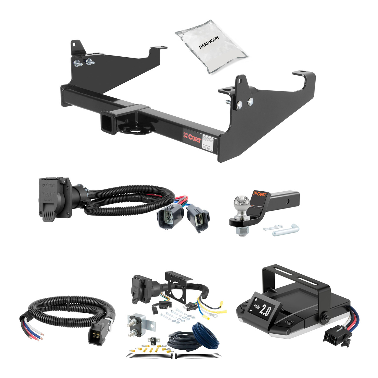 99-24 Ford F-450 Super Duty Cab & chassis with 34" frame width (O.D.) 2.5 CURT Trailer Hitch + Assure Proportional Brake Controller Kit HBCW920 thumbnail 0