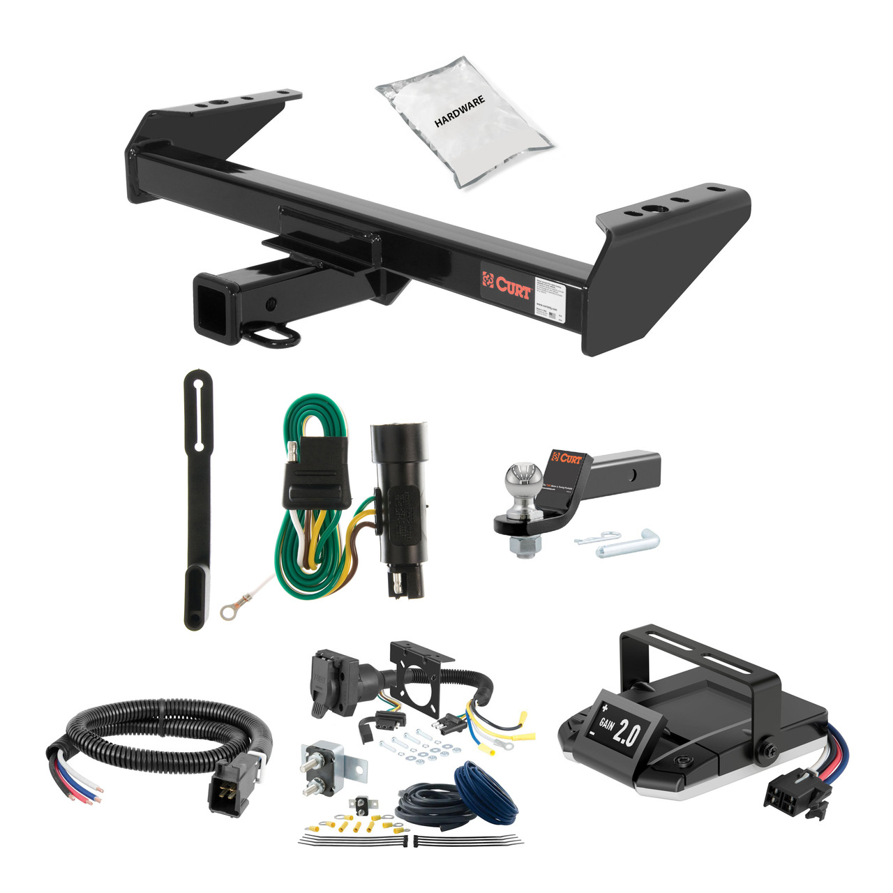 73-97 Ford   Cab & chassis with 34" frame width (O.D.) 2 CURT Trailer Hitch + Assure Proportional Brake Controller Kit HBCW896 thumbnail 0