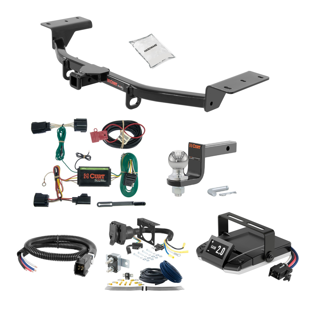 16-18 Ford Focus Hatchback, RS 1.25 CURT Trailer Hitch + Assure Proportional Brake Controller Kit HBCW936 thumbnail 0