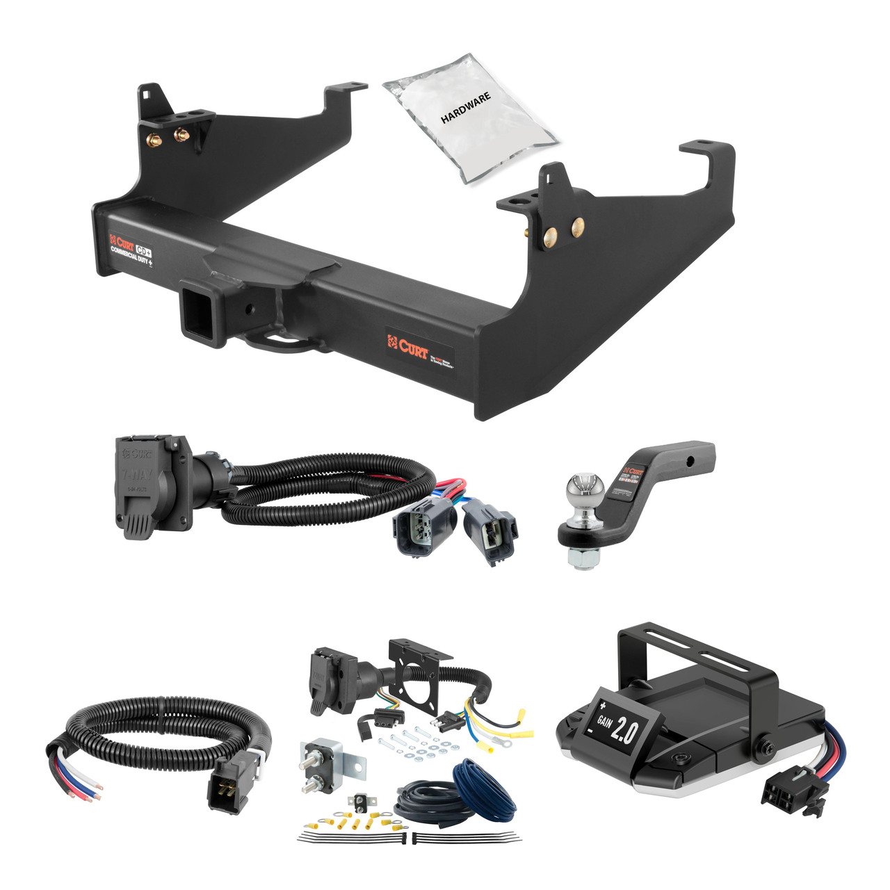 99-24 Ford F-550 Super Duty Cab & chassis with 34" frame width (O.D.) 2 CURT Trailer Hitch + Assure Proportional Brake Controller Kit HBCW922 thumbnail 0
