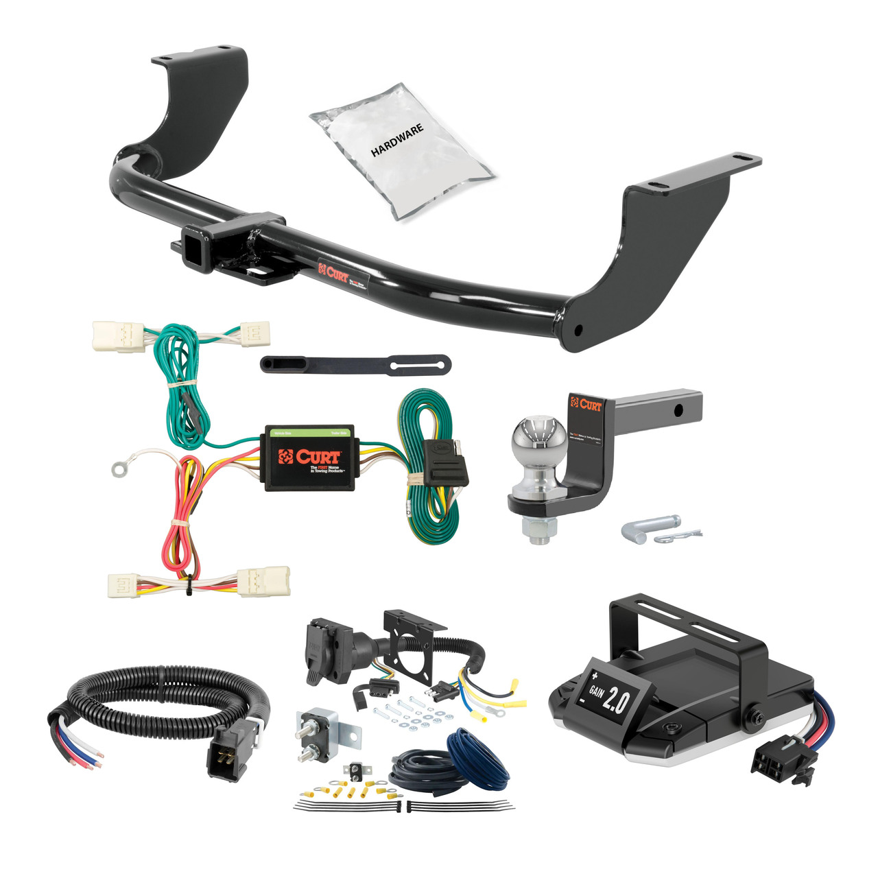 10-11 Mitsubishi Lancer Wagon, excluding fore to aft mufflers 1.25 CURT Trailer Hitch + Assure Proportional Brake Controller Kit HBCW1979 thumbnail 0