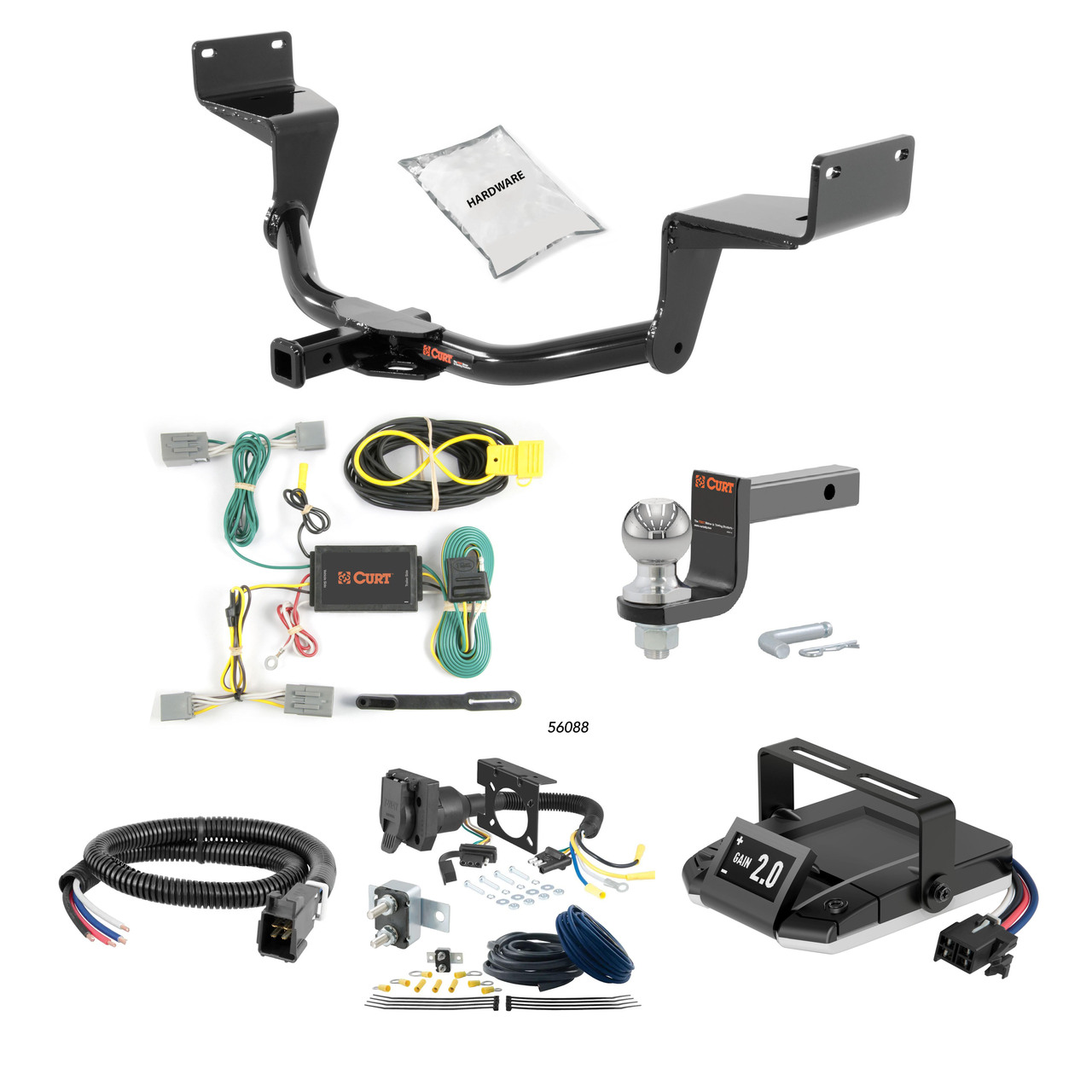 22-24 Ford Maverick Excluding factory receiver 2 CURT Trailer Hitch + Assure Proportional Brake Controller Kit HBCW959 thumbnail 0