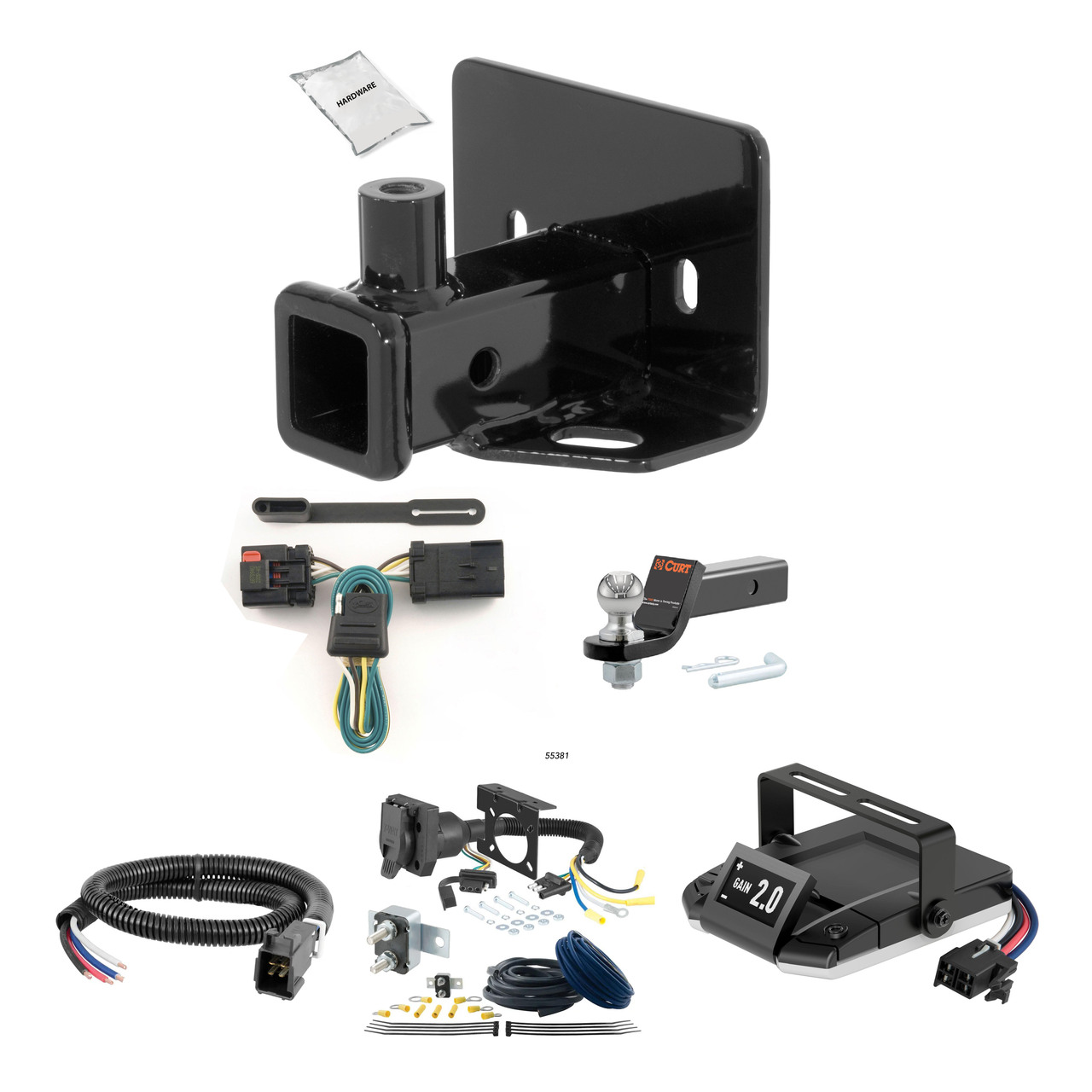 06-09 Mitsubishi Raider 2 CURT Trailer Hitch + Assure Proportional Brake Controller Kit HBCW1996 thumbnail 0