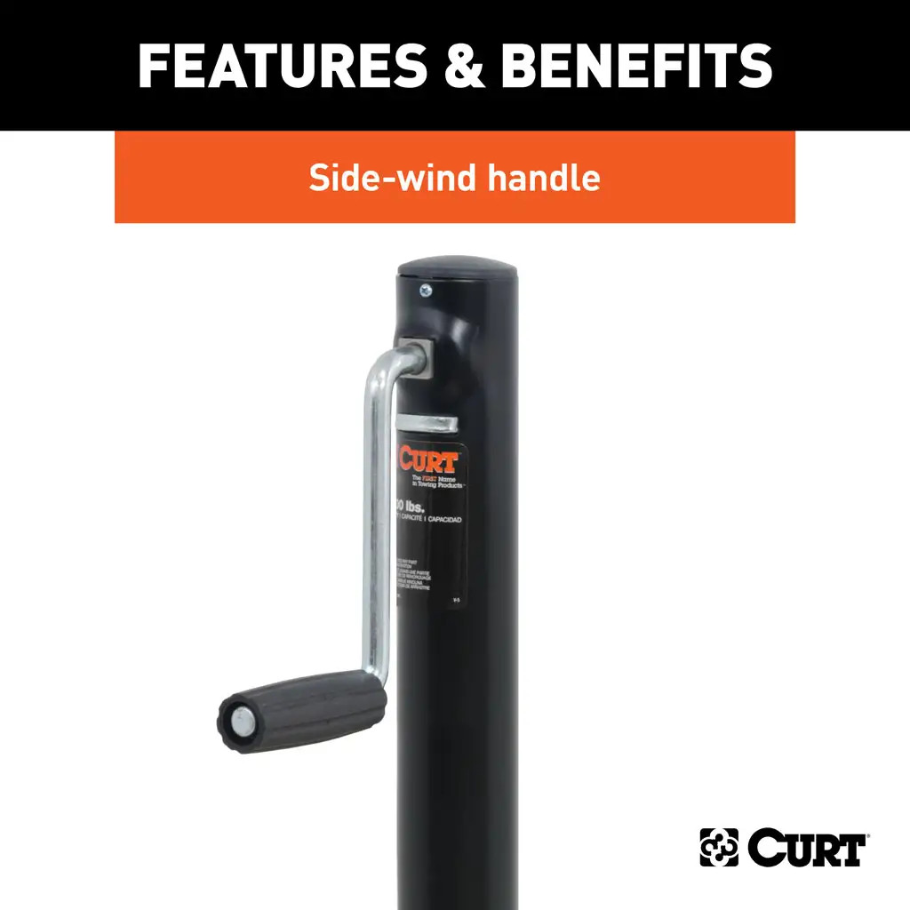 CURT 2,000 lbs, 14-1/2" Travel A-Frame Trailer Jack with Side Handle  + 8-1/2 in. Foot Plate thumbnail 4