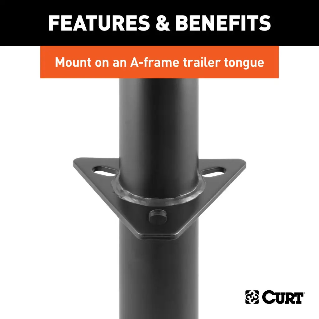 CURT 5,000 lbs, 15" Travel A-Frame Trailer Jack with Top Handle  + 6 in. Caster Wheel thumbnail 3