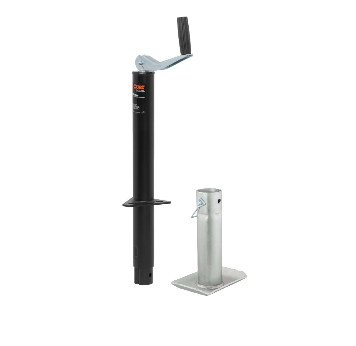 CURT 2,000 lbs, 15" Travel A-Frame Jack with Top Handle + 8-1/2 in. Foot Plate thumbnail 0