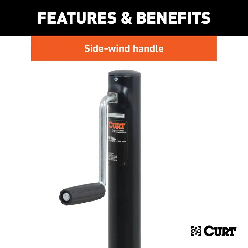 CURT 2,000 lbs, 14-1/2" Travel A-Frame Trailer Jack with Side Handle  + 1-11/16 in. Footplate thumbnail 4