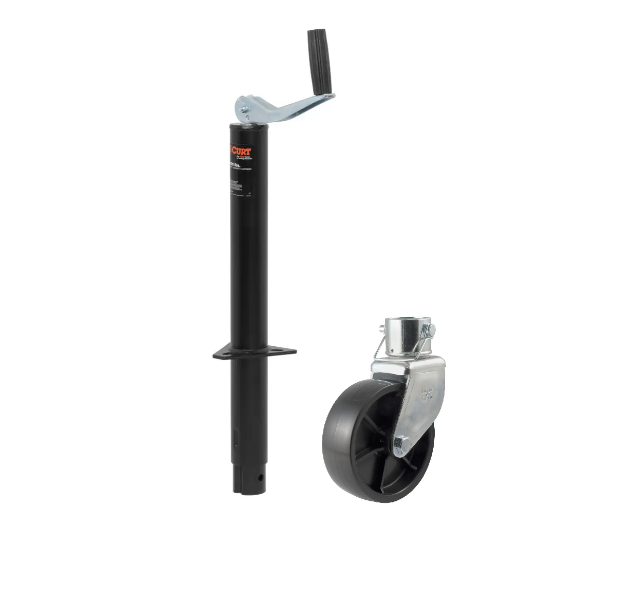 CURT 2,000 lbs, 15" Travel A-Frame Jack with Top Handle + 6 in. Caster Wheel thumbnail 0