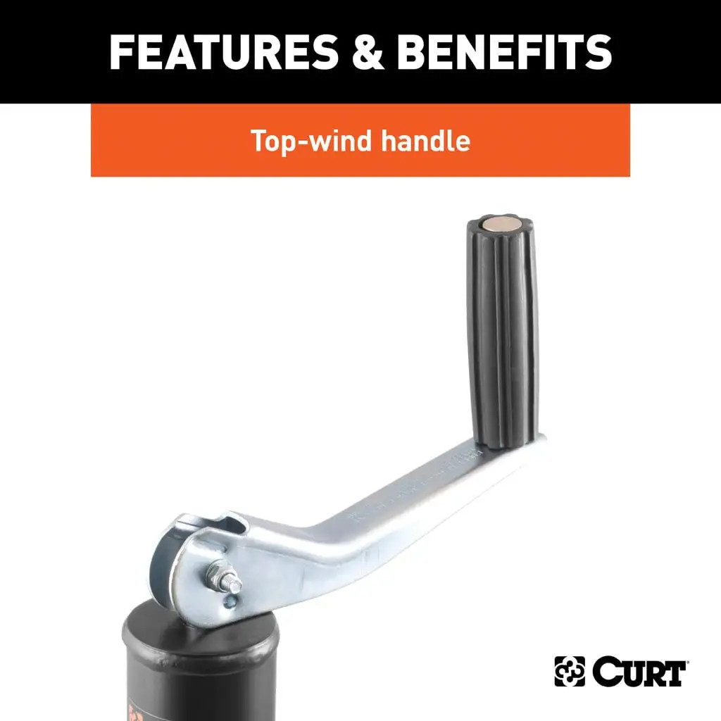 CURT 2,000 lbs, 14" TravelA-Frame Jack with Top Handle + 6 in. Caster Wheel thumbnail 4