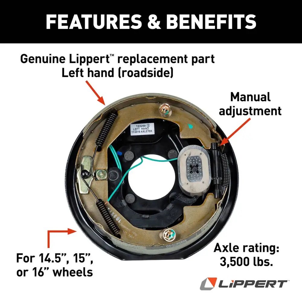SET OF 2, 10" x 2 1/4" - 3,500 lbs Lippert Electric Trailer Brake Assembly Left+ Right thumbnail 2