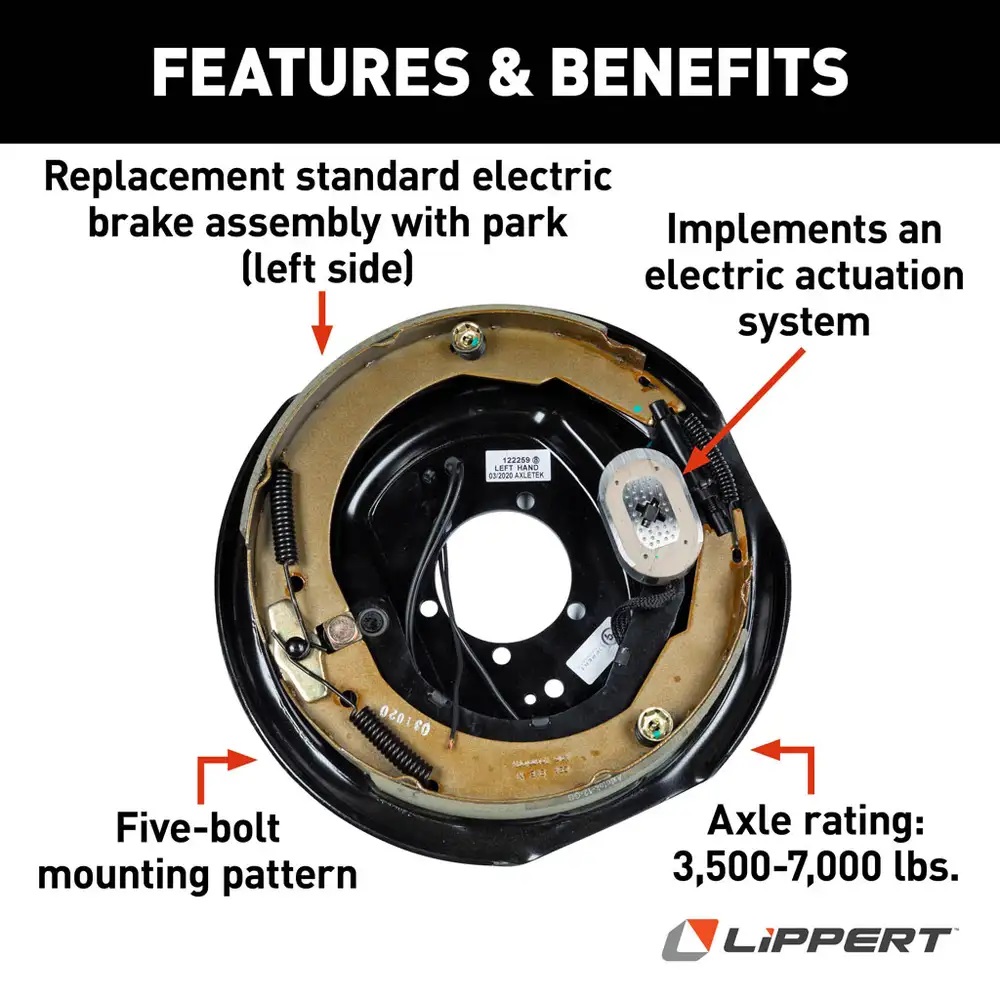 SET OF 2, 12" x 2" - 4K- 7K lbs Lippert Electric Trailer Brake Assembly Left+ Right thumbnail 2