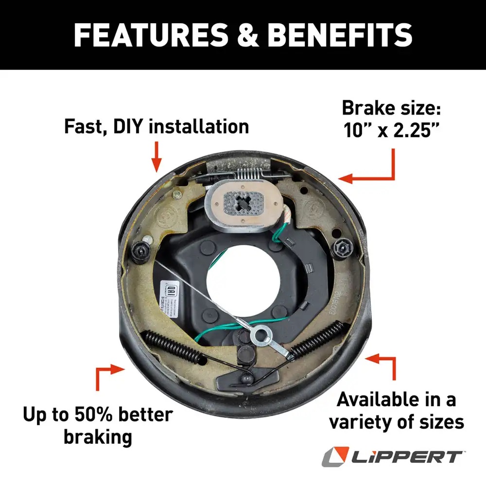SET OF 2, 10" x 2-1/4" - 3,500 lbs FORWARD SELF-ADJUSTING BRAKE Lippert Electric Trailer Brake Assembly Left+ Right thumbnail 3