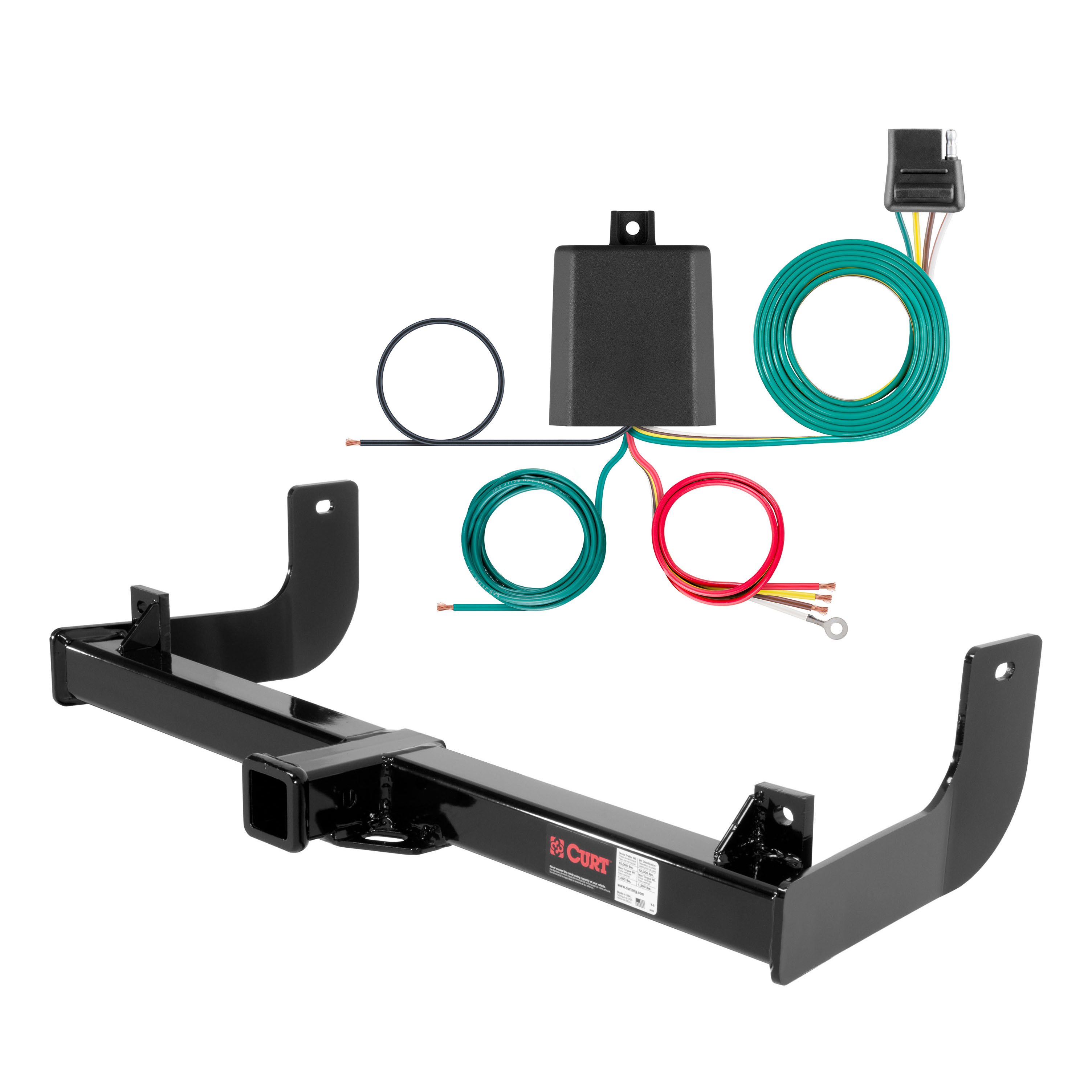 2009 Ford F-150 Excluding factory receiver Curt 2", Class 4 Trailer Tow Hitch + 4-flat Wiring Kit 14002 thumbnail 0