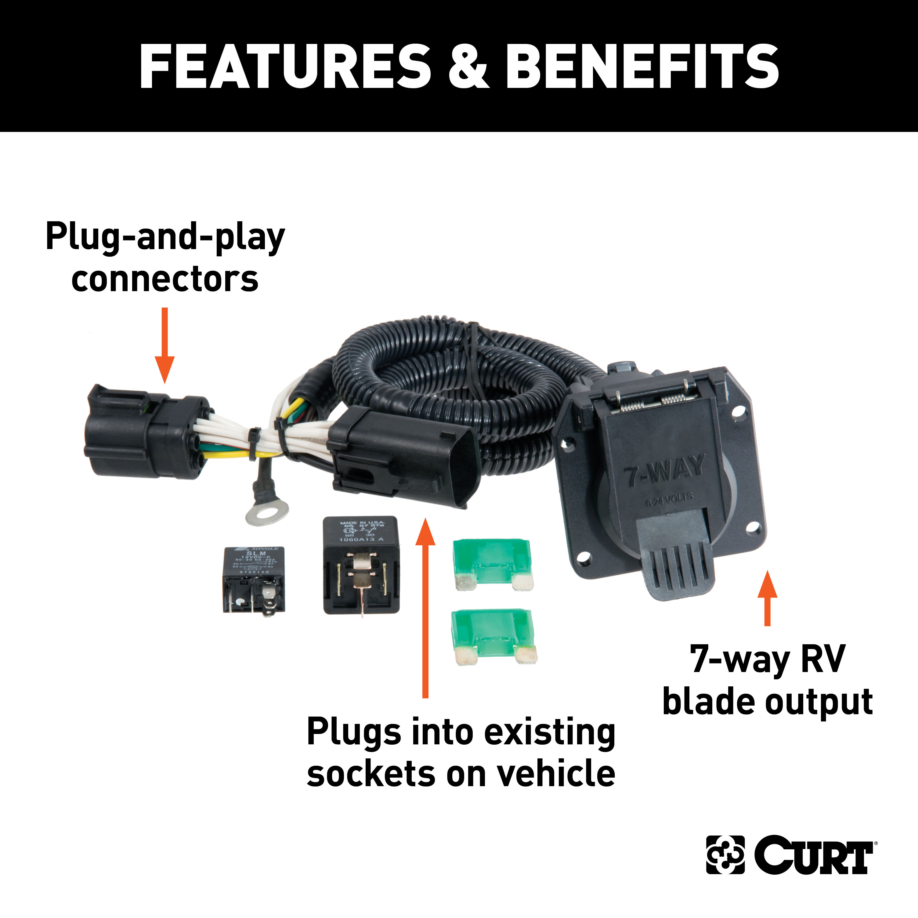 97 - 03 Ford F-150 New body Curt 2", Class 3 Trailer Tow Hitch + 7-way Wiring Kit 13038 thumbnail 2