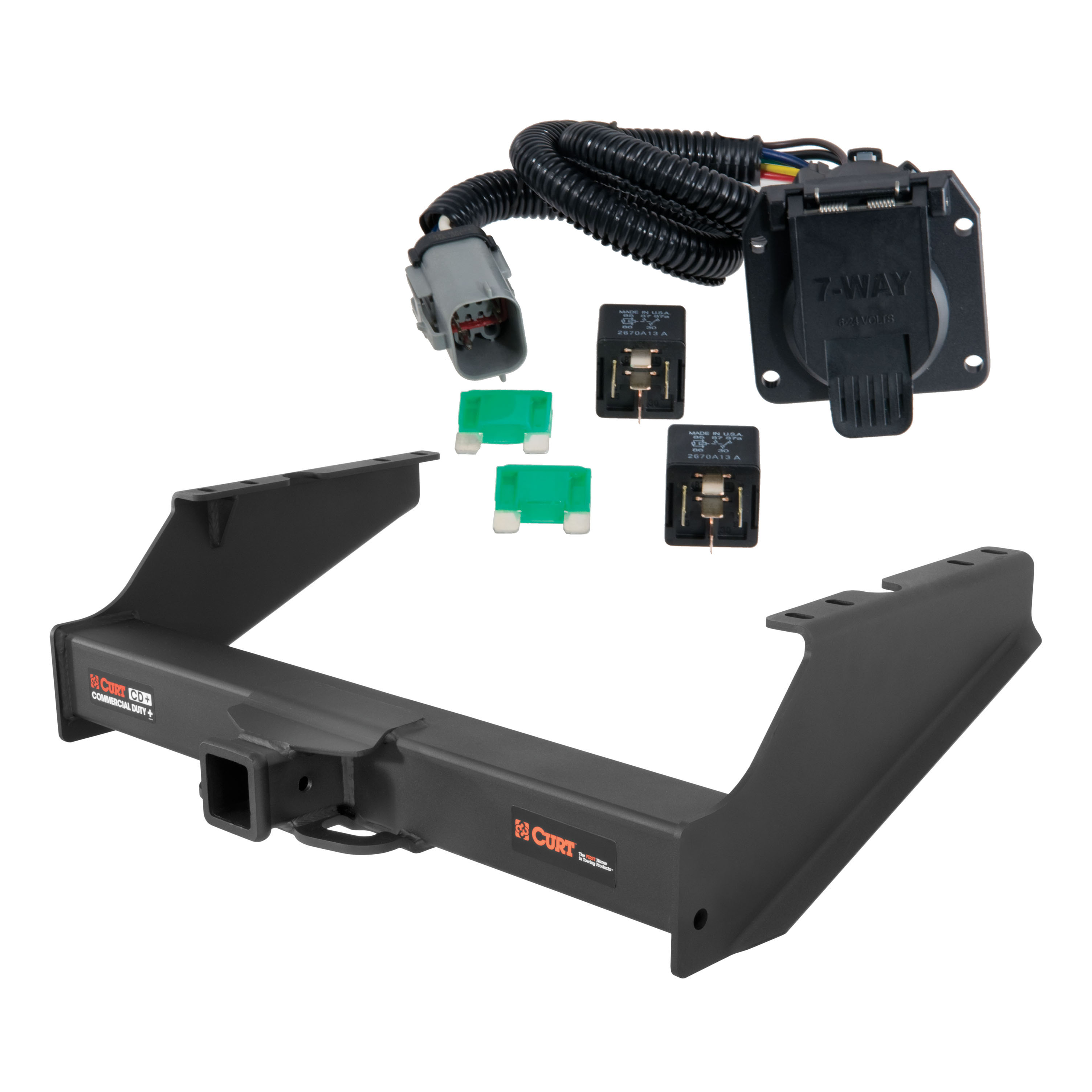 99 - 01 Ford F-350 Super Duty Excluding cab & chassis Curt 2=1/2", Class 5 Trailer Tow Hitch + 7-way Wiring Kit 15810 thumbnail 0