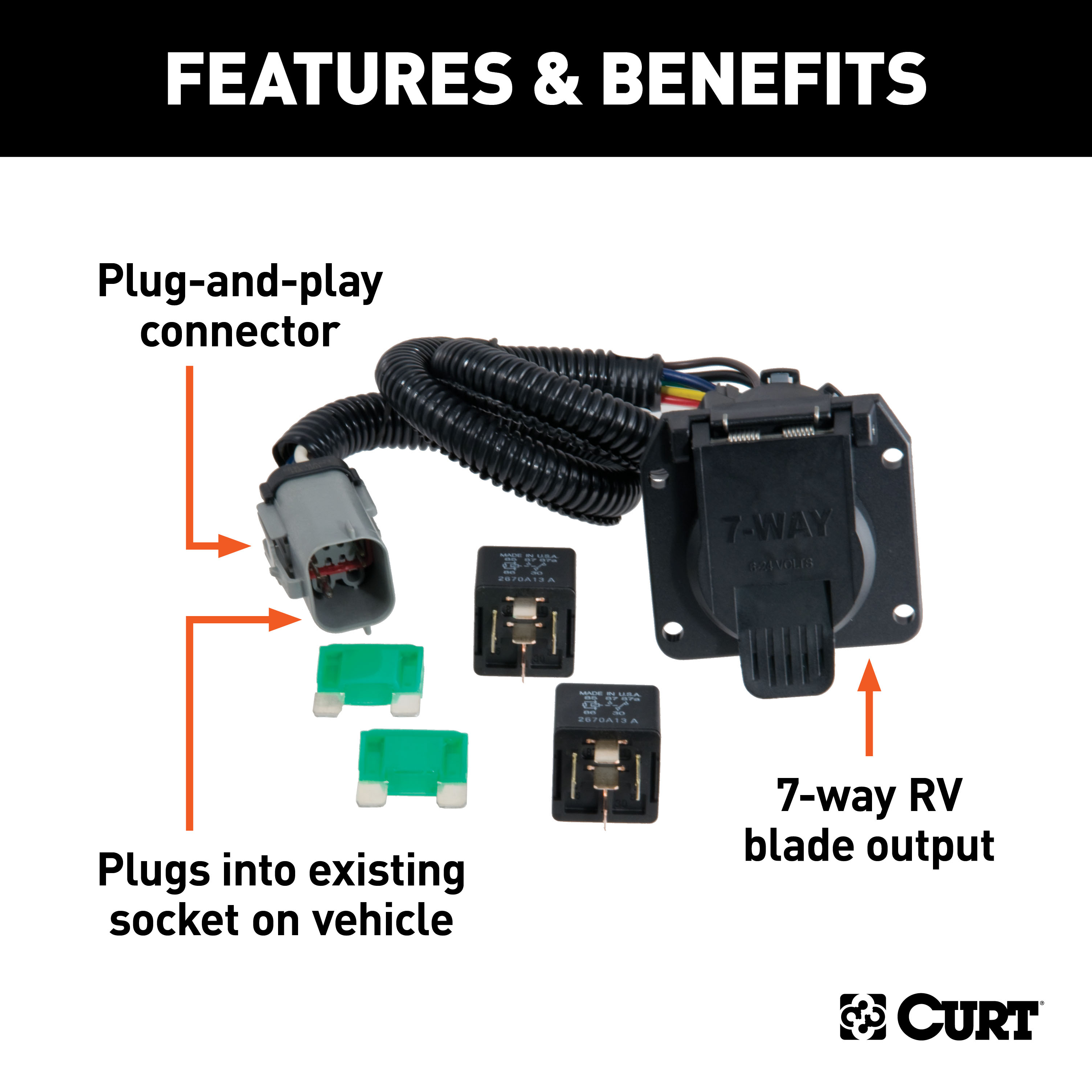 99 - 01 Ford F-350 Super Duty Excluding cab & chassis Curt 2=1/2", Class 5 Trailer Tow Hitch + 7-way Wiring Kit 15810 thumbnail 2