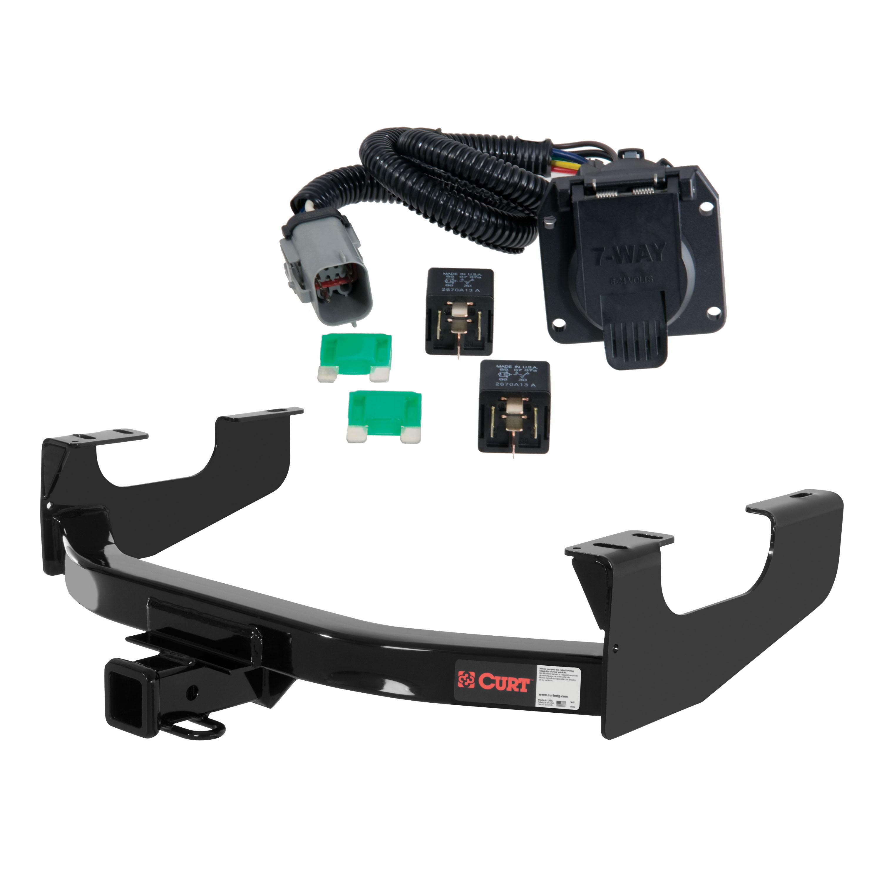 99 - 01 Ford F-350 Super Duty Excluding cab & chassis Curt 2", Class 3 Trailer Tow Hitch + 7-way Wiring Kit 13355 thumbnail 0