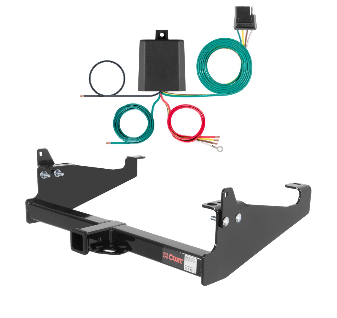 1999 - 2026 Ford F-450 Super Duty Cab & chassis with 34" frame width (O.D.) Curt 2", Class 4 Trailer Tow Hitch + 4-flat Wiring Kit 14048 thumbnail 0