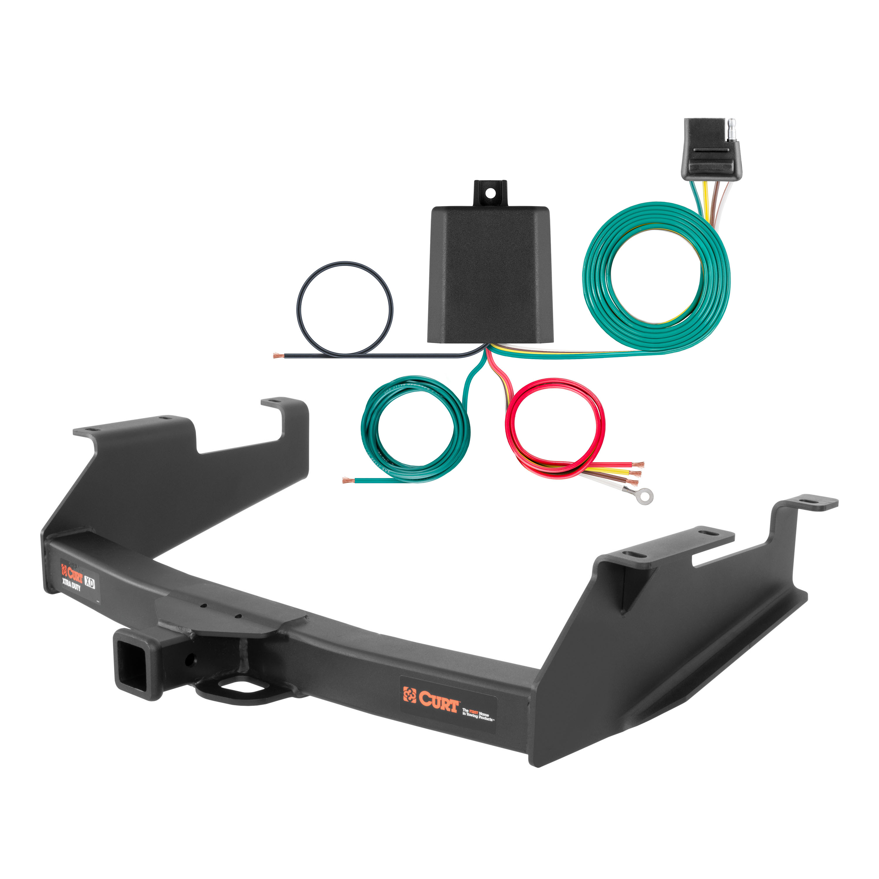 07 - 10 GMC Sierra 3500 HD 8' bed, with 10" step bumper Curt 2", Class 5 Trailer Tow Hitch + 4-flat Wiring Kit 15313 thumbnail 0