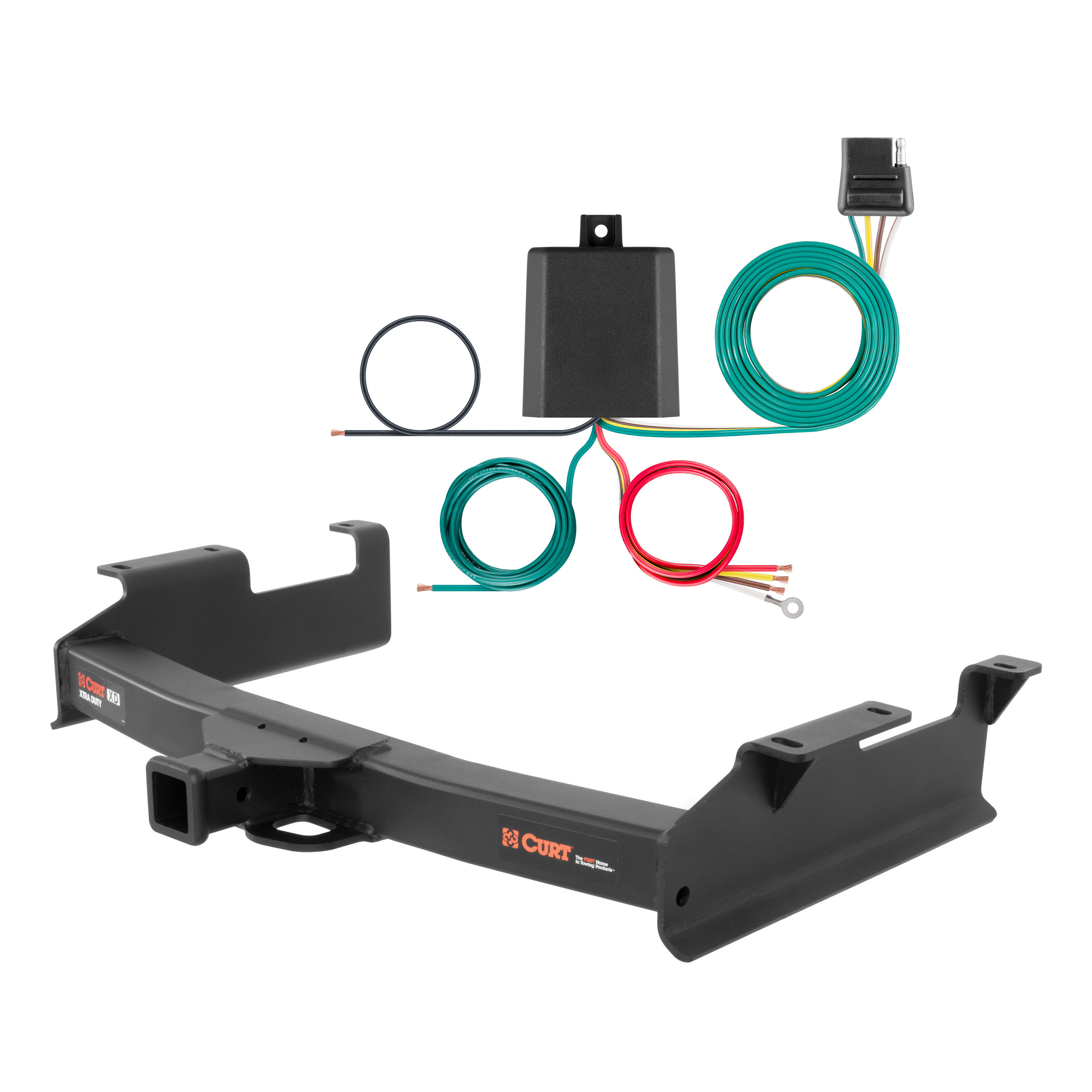 01 - 10 GMC Sierra 2500 HD 8' bed, factory replacement hitch Curt 2", Class 5 Trailer Tow Hitch + 4-flat Wiring Kit 15312 thumbnail 0