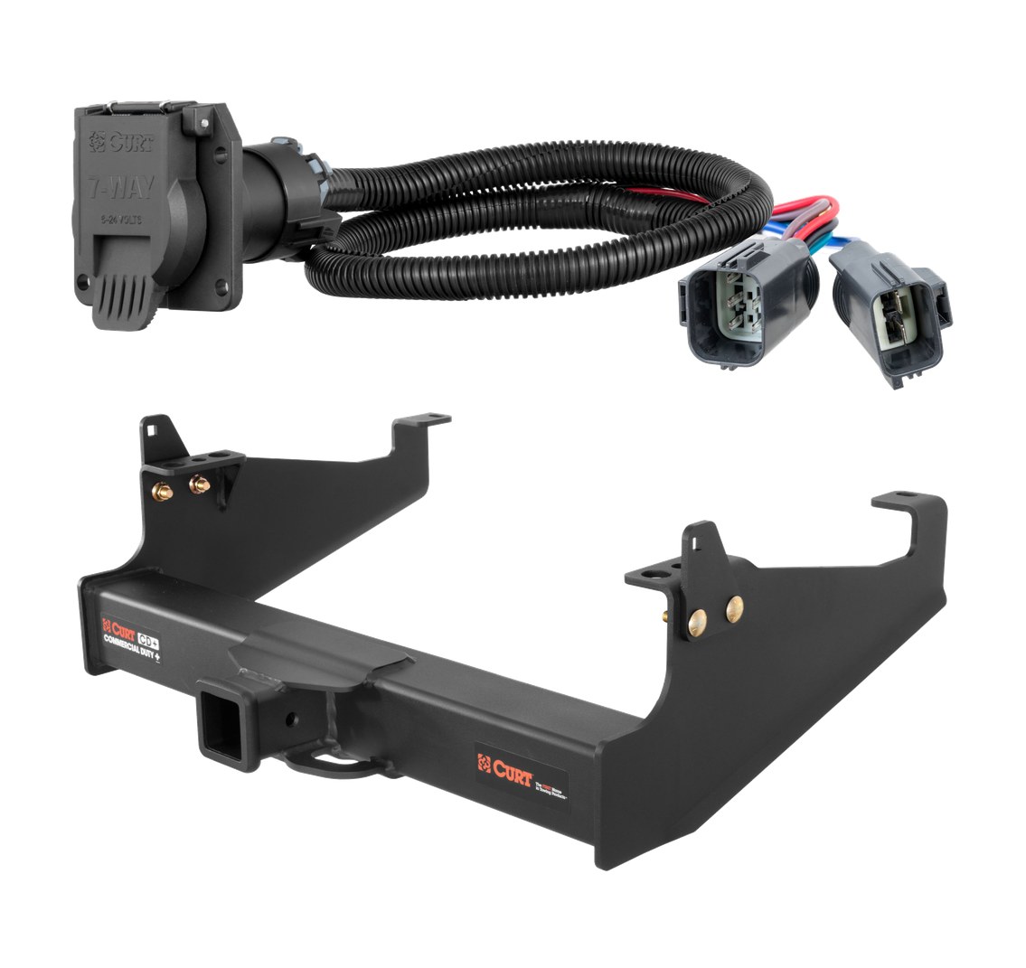 2020 - 2024 Ford F-550 Super Duty Cab & chassis with 34" frame width (O.D.) Curt 2-1/2", Class 5 Trailer Tow Hitch + 7-way Wiring Kit 15845 thumbnail 0