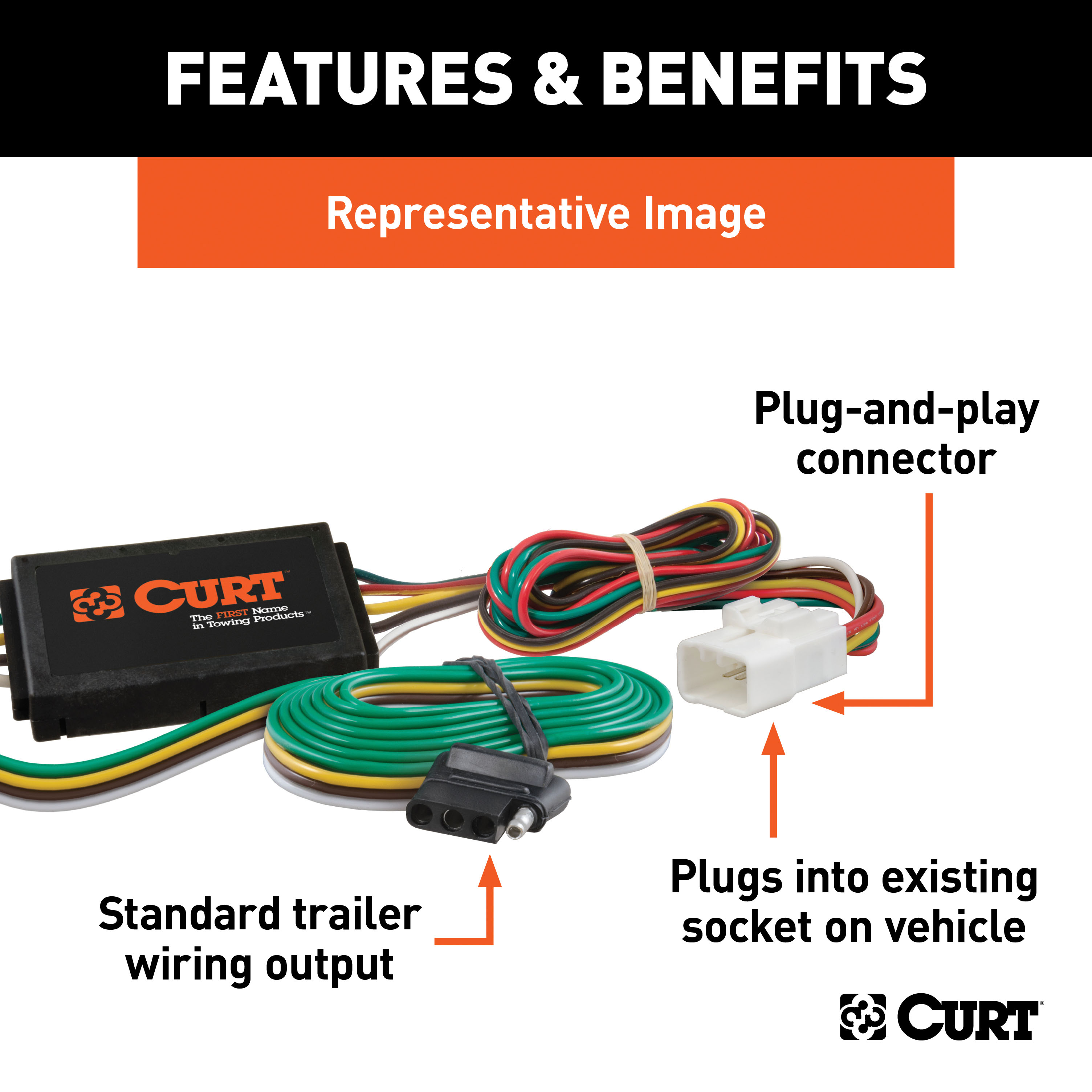 07 - 11 Honda CR-V Curt 2", Class 3 Trailer Tow Hitch + 4-flat Wiring Kit 13555 thumbnail 2