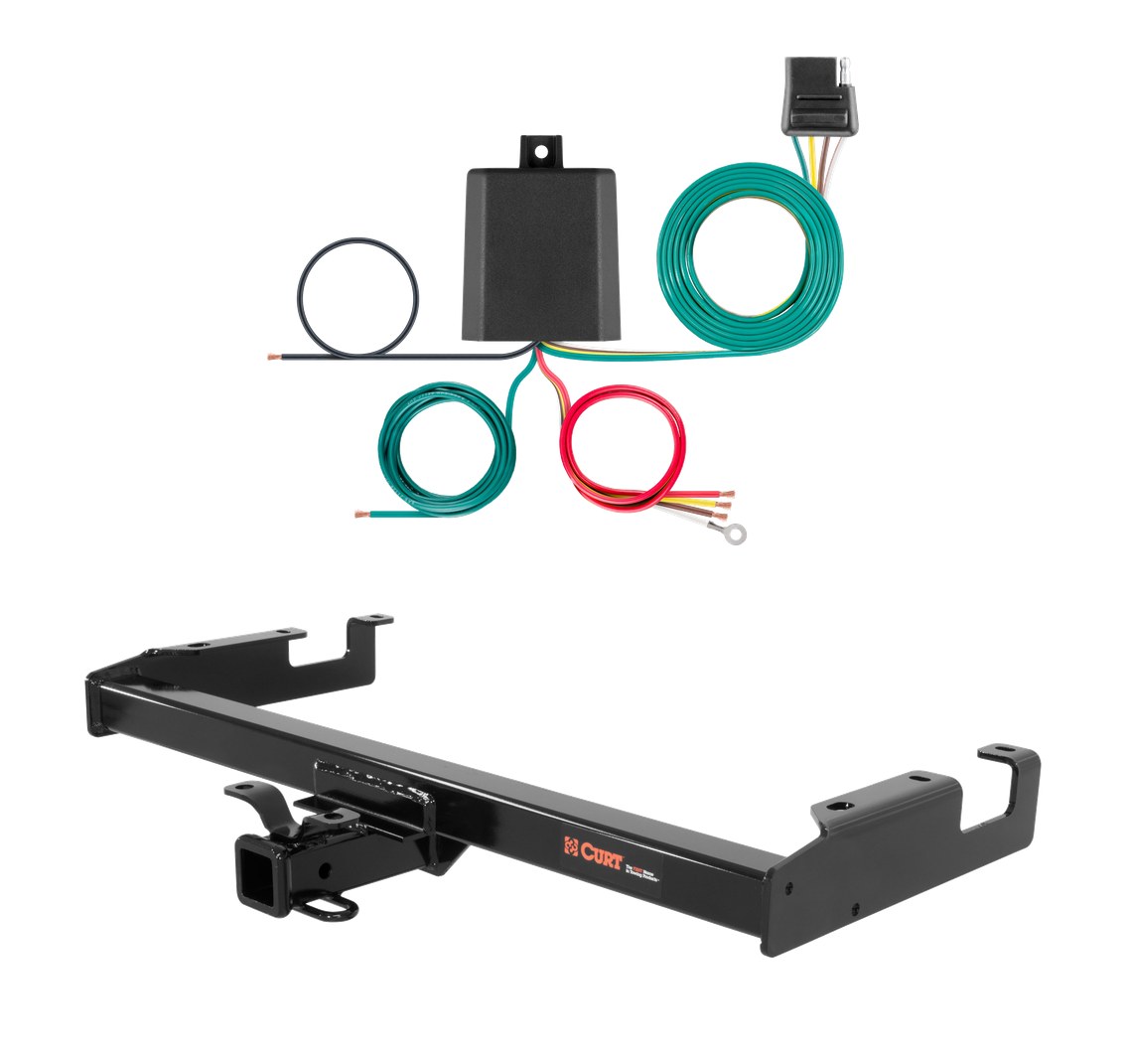 2001 - 2006 GMC Sierra 3500 8' bed, excluding factory receiver, Tommy Gate lift, 10" drop bumper and cab & chassis Curt 2", Class 4 Trailer Tow Hitch + 4-flat Wiring Kit 14008 thumbnail 0