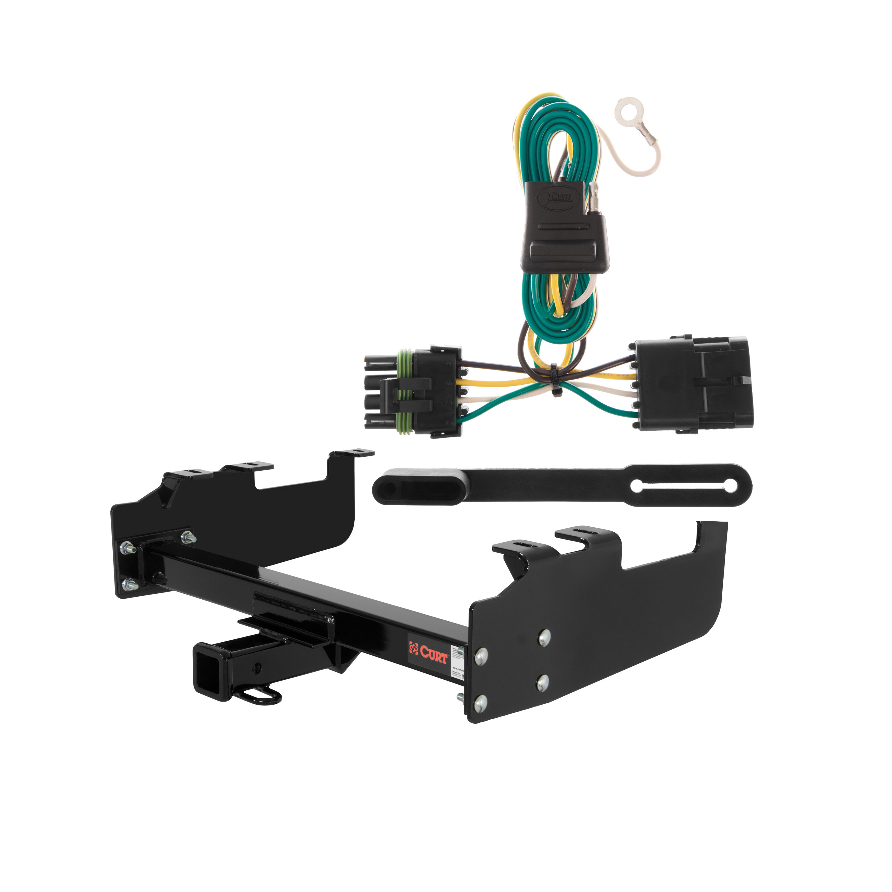 1988 - 1999 GMC K1500 With 10" step bumper Curt 2", Class 3 Trailer Tow Hitch + 4-flat Wiring Kit 13099 thumbnail 0