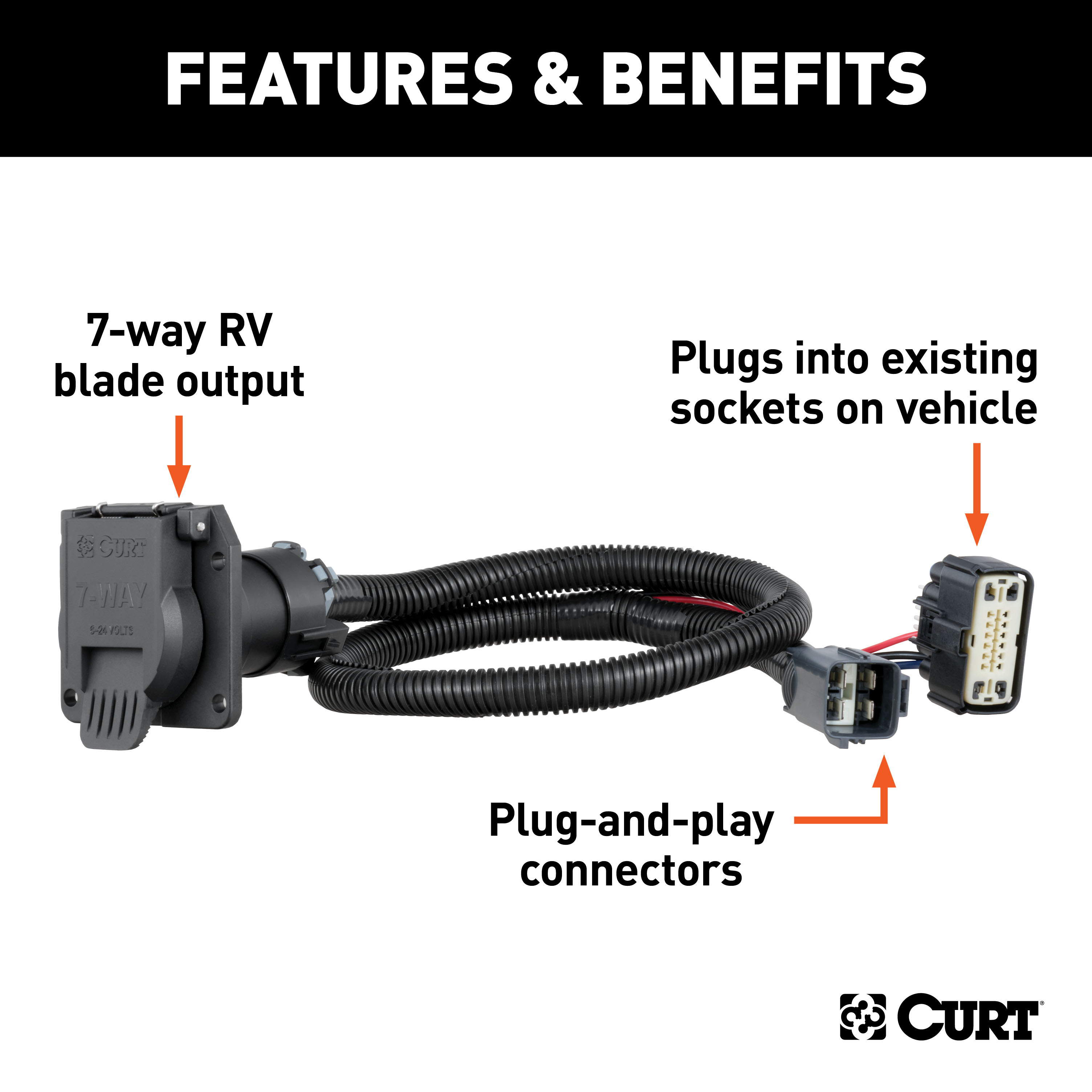 17 - 24 Cadillac XT5 Excluding Platinum Curt 2", Class 3 Trailer Tow Hitch + 7-way Wiring Kit 13285 thumbnail 2