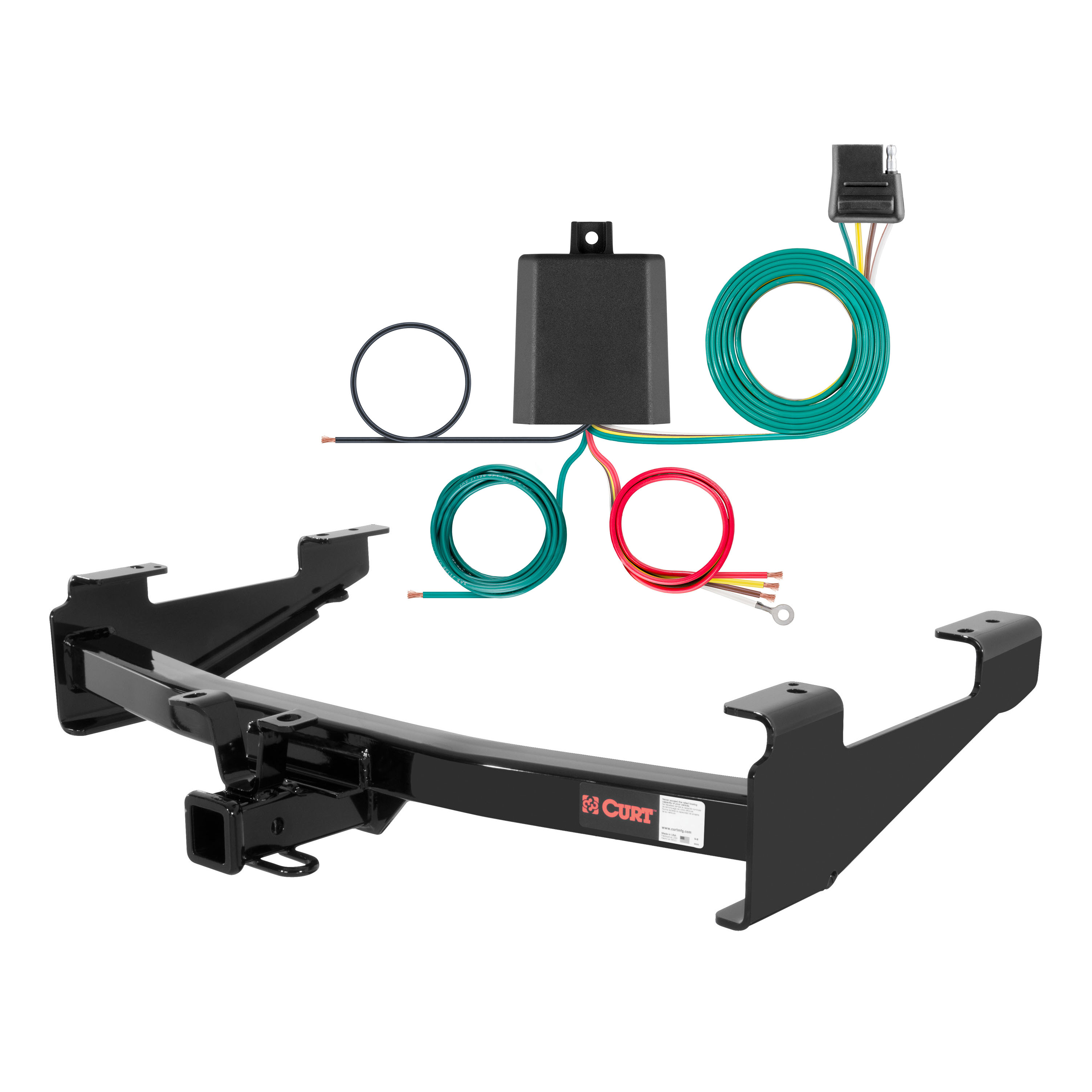 01 - 10 Chevrolet Silverado 2500 HD 8' bed, excluding factory receiver, Tommy Gate lift or cab & chassis Curt 2", Class 4 Trailer Tow Hitch + 4-flat Wiring Kit 14211 thumbnail 0