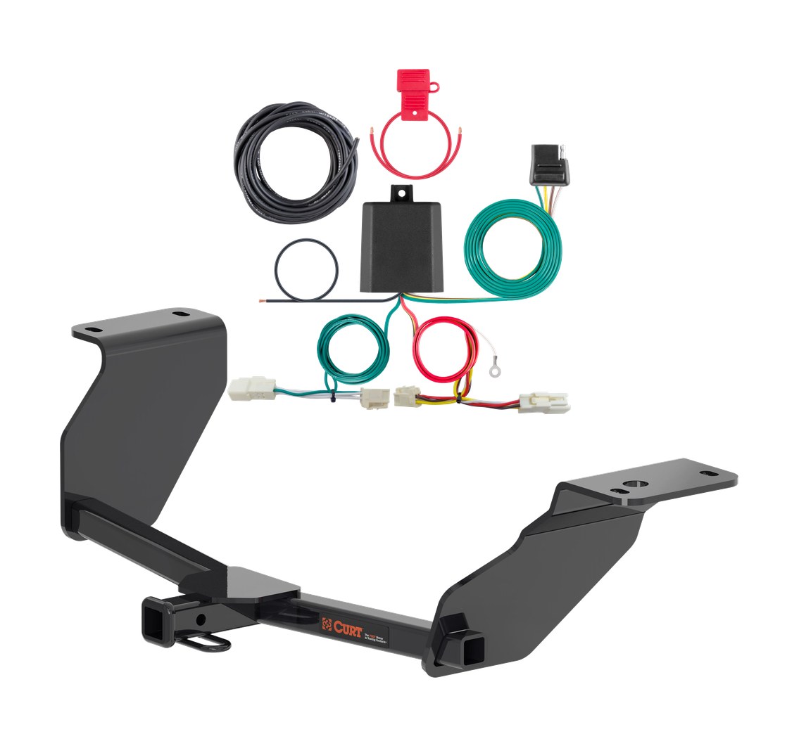 2020 - 2026 Toyota Corolla Sedan, excluding AWD Curt 1-1/4", Class 1 Trailer Tow Hitch + 4-flat Wiring Kit 11596 thumbnail 0