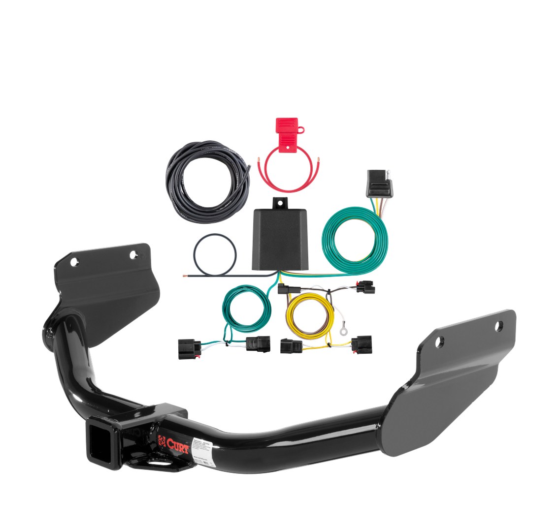 2014 - 2021 Jeep Grand Cherokee Excluding SRT, SRT8 or Trackhawk Curt 2", Class 3 Trailer Tow Hitch + 4-flat Wiring Kit 13182 thumbnail 0