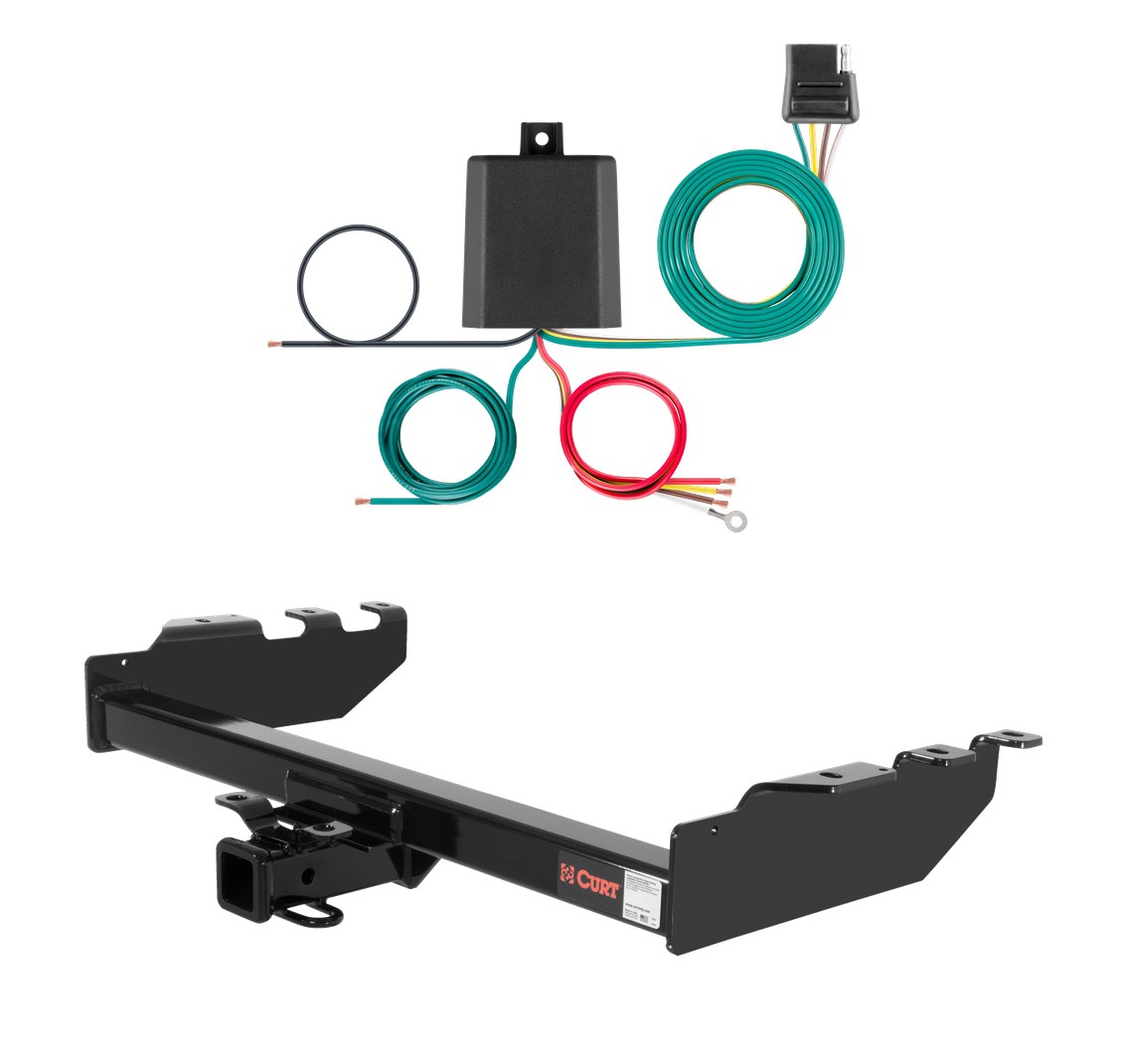 1999 - 2004 Chevrolet Silverado 2500 Excluding Tommy Gate lift, 10" drop bumper or cab & chassis Curt 2", Class 4 Trailer Tow Hitch + 4-flat Wiring Kit 14332 thumbnail 0