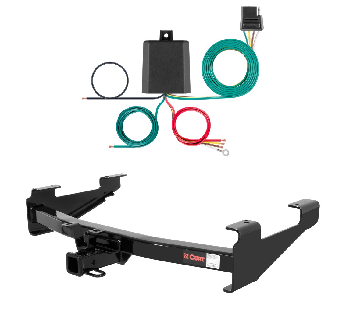 2001 - 2010 Chevrolet Silverado 2500 HD 6' bed, excluding factory receiver, Tommy Gate lift or cab & chassis Curt 2", Class 4 Trailer Tow Hitch + 4-flat Wiring Kit 14211 thumbnail 0