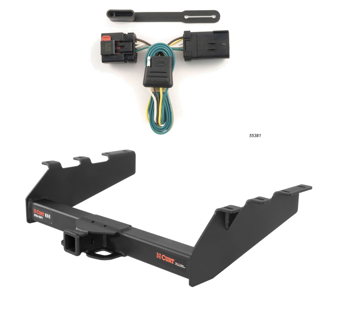 1994 - 1998 Dodge Ram 2500 6.5' or 8' bed, factory bumper Curt 2", Class 5 Trailer Tow Hitch + 4-flat Wiring Kit 15318 thumbnail 0
