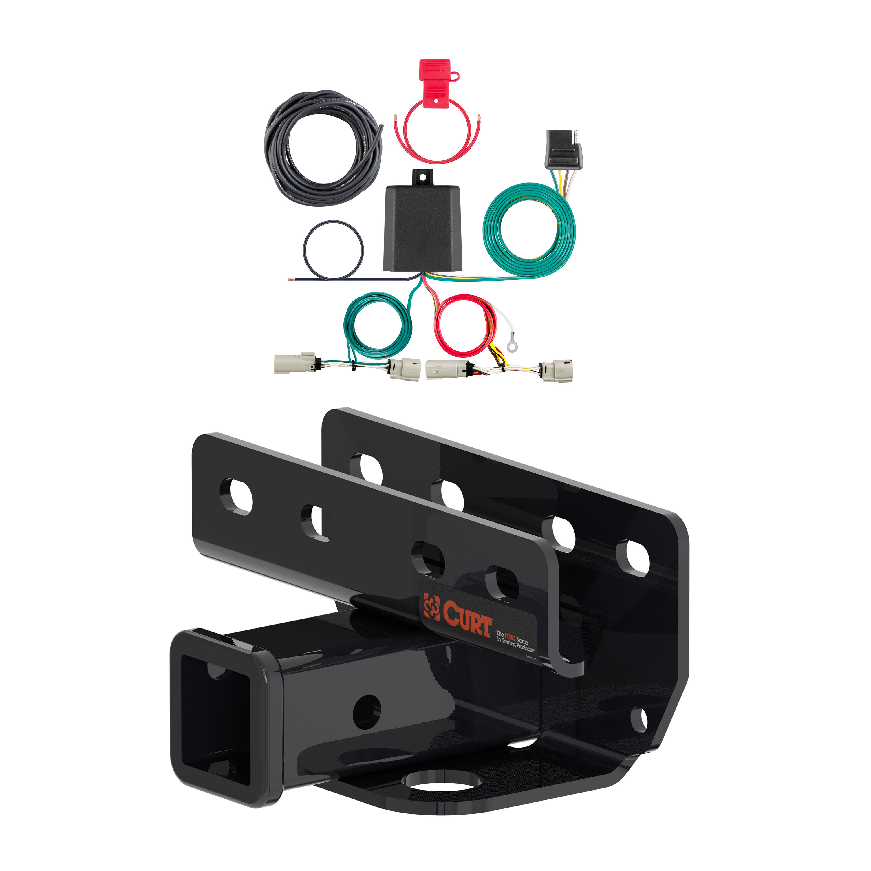 21 - 24 Ford Bronco w/o LED Tailights Excluding factory receiver Curt 2", Class 3 Trailer Tow Hitch + 4-flat Wiring Kit 13493 thumbnail 0