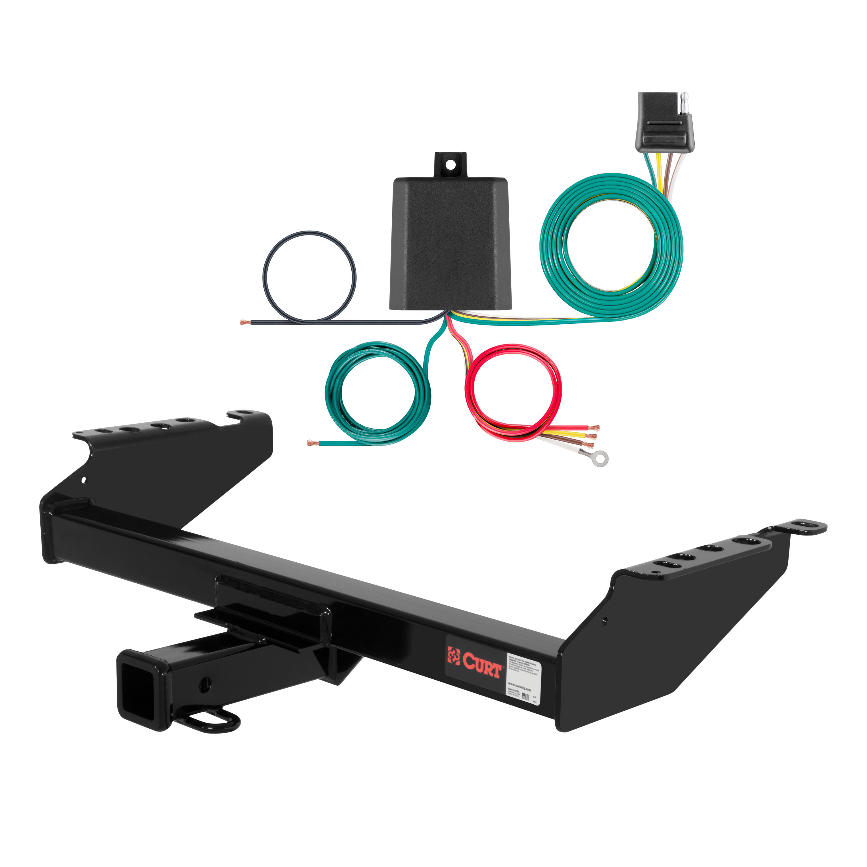 68 - 02 Dodge Ram 3500 Excluding roll pan bumper Curt 2", Class 3 Trailer Tow Hitch + 4-flat Wiring Kit 13310 thumbnail 0