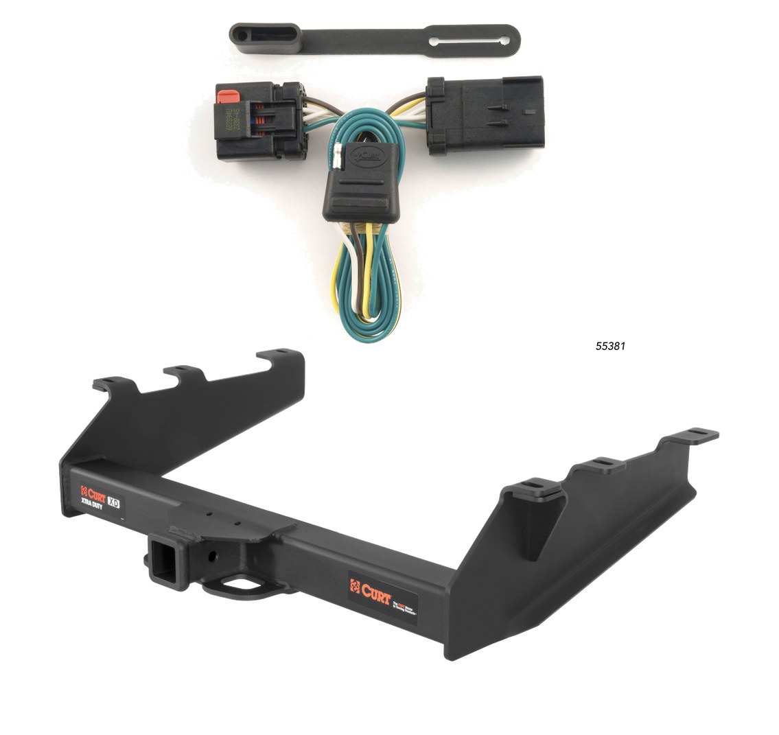 1994 - 2002 Dodge Ram 2500 8' bed, factory bumper Curt 2", Class 5 Trailer Tow Hitch + 4-flat Wiring Kit 15319 thumbnail 0