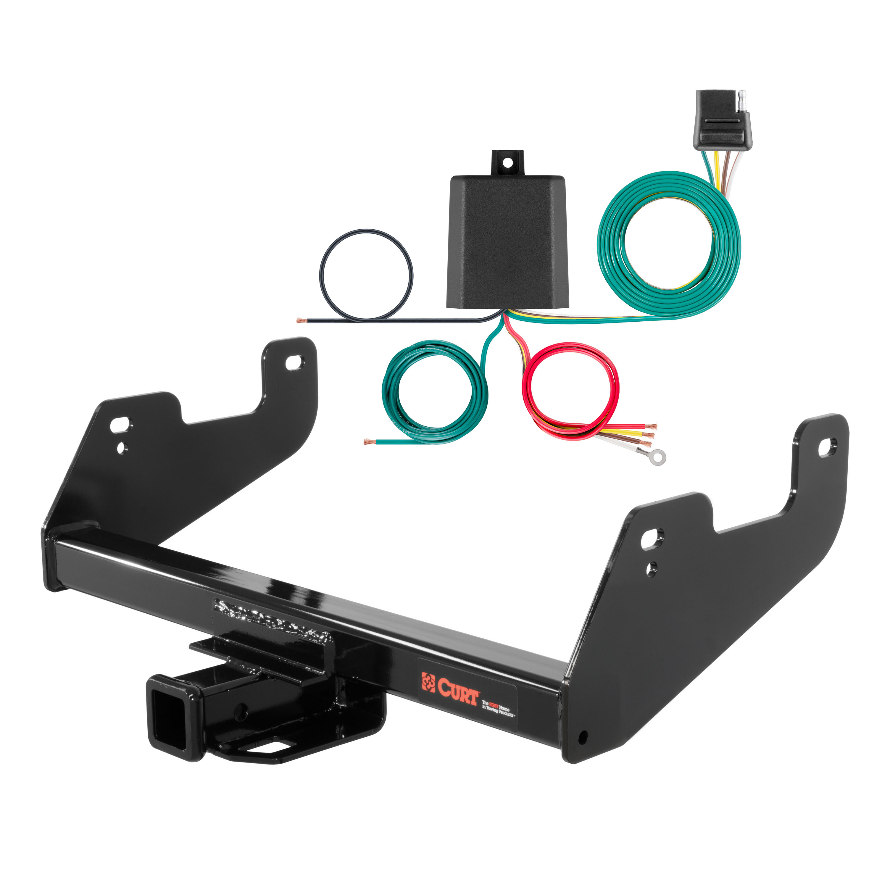 24 - 25 Ford F-150 Excluding factory receiver or Police Responder Curt 2", Class 4 Trailer Tow Hitch + 4-flat Wiring Kit 14017 thumbnail 0