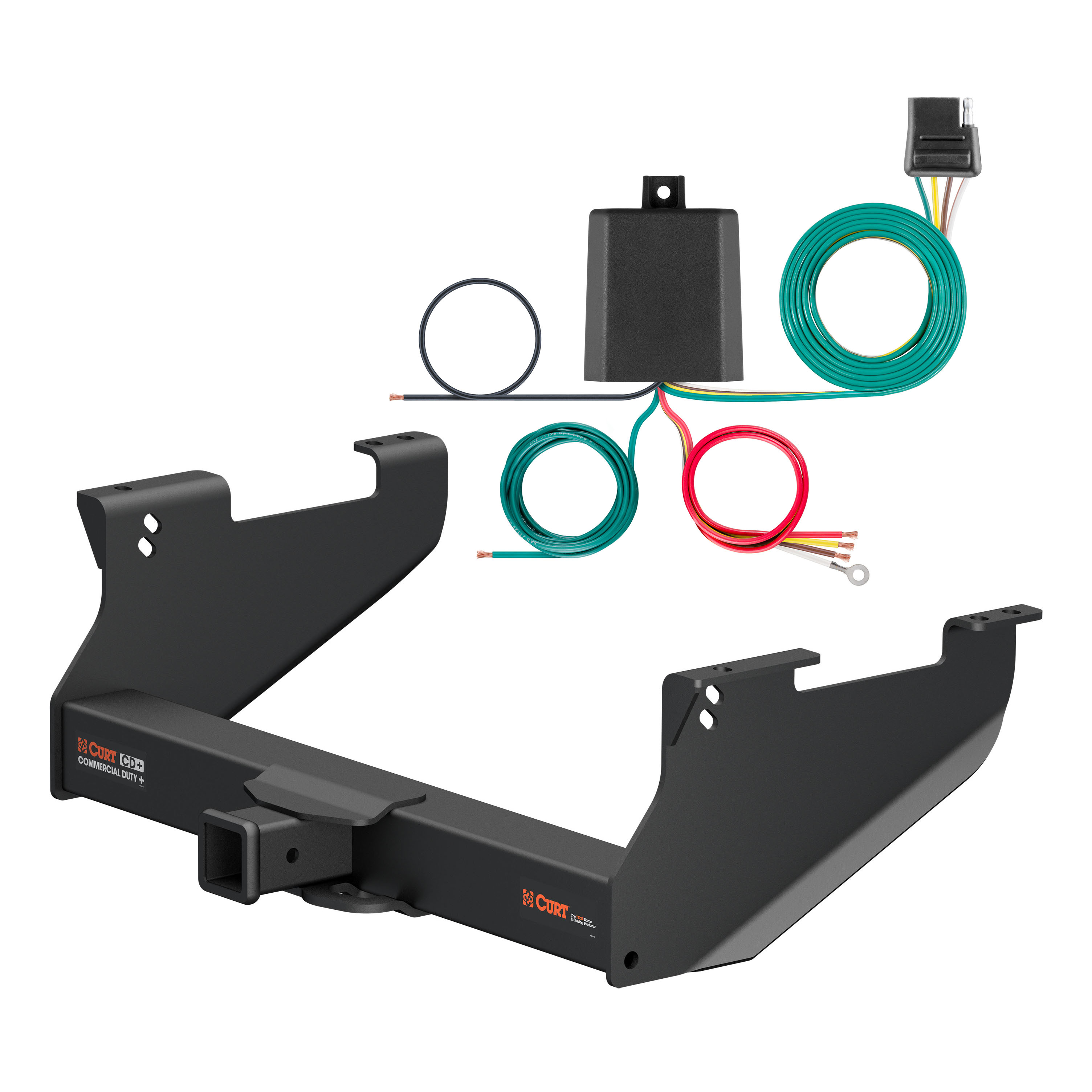 14 - 17 Ram 3500 8' bed, with or without factory receiver Curt 2=1/2", Class 5 Trailer Tow Hitch + 4-flat Wiring Kit 15803 thumbnail 0