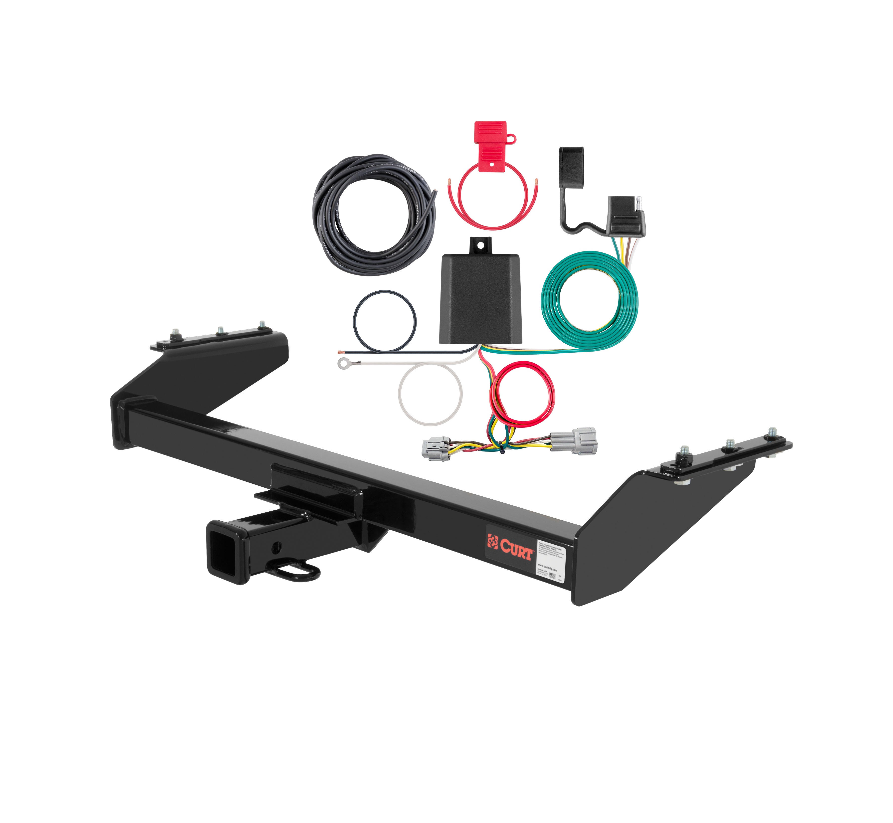 00 - 03 Nissan Frontier 4-door, short bed Curt 2", Class 3 Trailer Tow Hitch + 4-flat Wiring Kit 13841 thumbnail 0